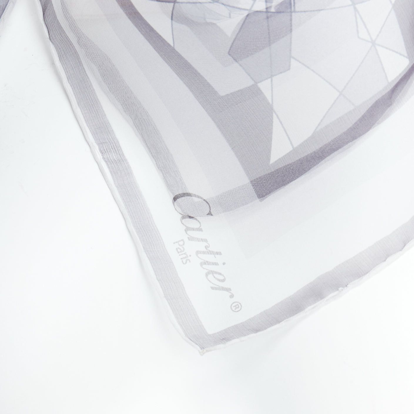 Cartier CARTIER 100% silk grey sheer diamond cuts print square scarf Size ONE SIZE - 2 Thumbnail