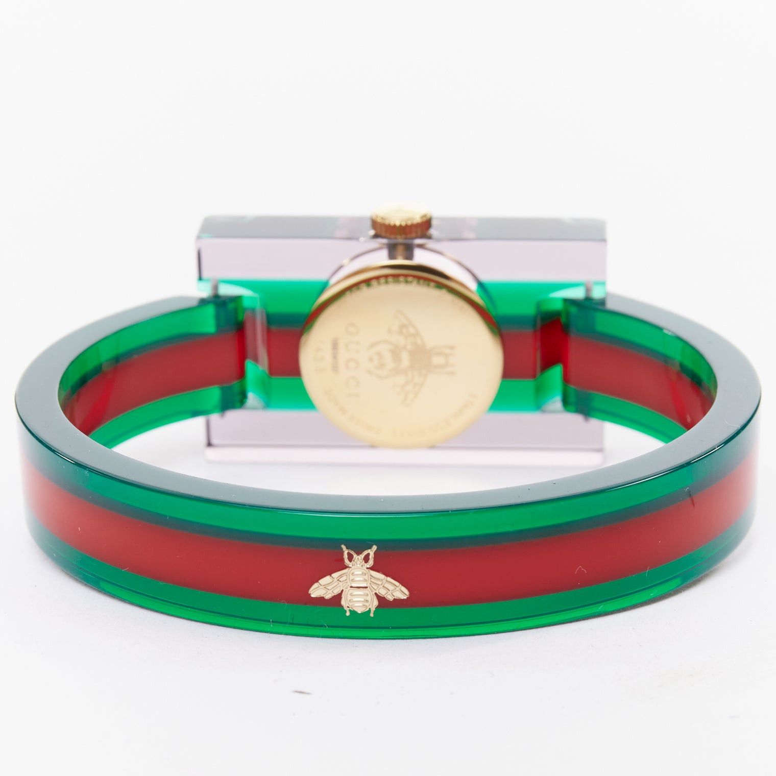 Gucci GUCCI 2018 Plexi Web green red 143.5 skeleton dial rectangular frame watch Size ONE SIZE - 5 Thumbnail
