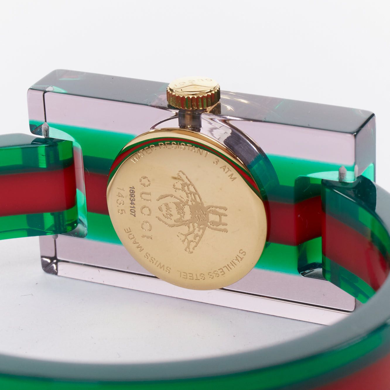 Gucci GUCCI 2018 Plexi Web green red 143.5 skeleton dial rectangular frame watch Size ONE SIZE - 6 Thumbnail