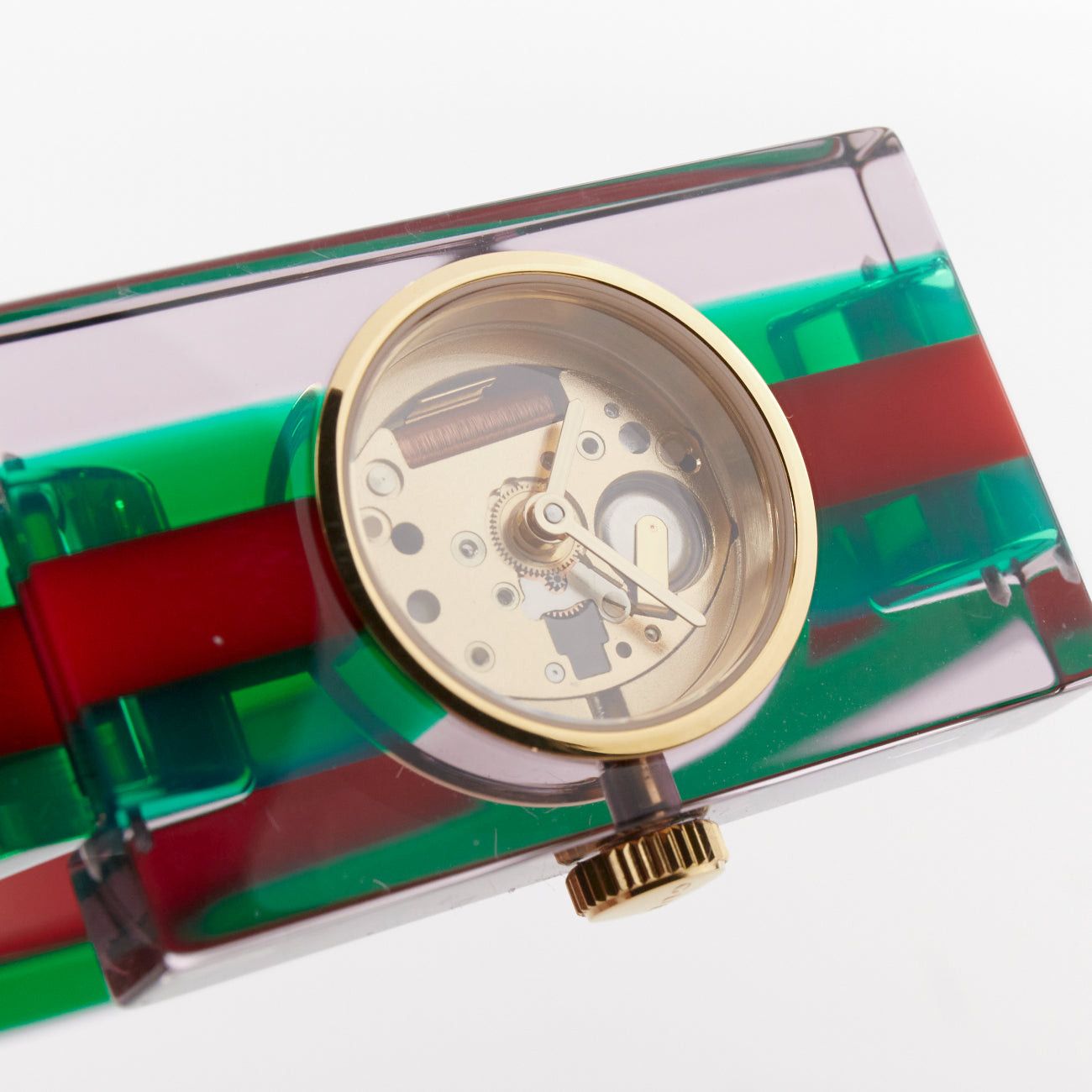 Gucci GUCCI 2018 Plexi Web green red 143.5 skeleton dial rectangular frame watch Size ONE SIZE - 7 Thumbnail