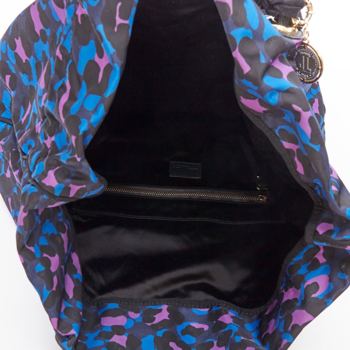 Lanvin LANVIN blue purple leopard print black bow strap shoulder tote bag Size ONE SIZE - 9 Thumbnail