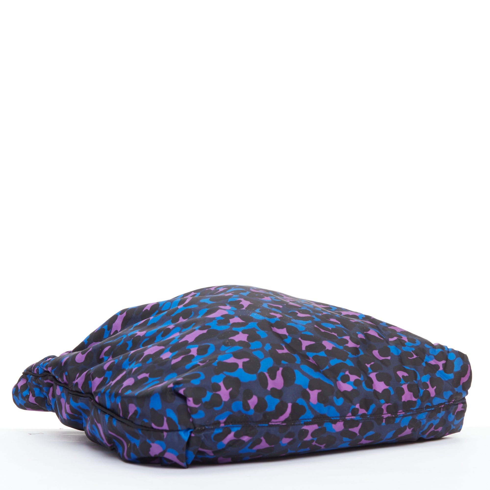 Lanvin LANVIN blue purple leopard print black bow strap shoulder tote bag Size ONE SIZE - 6 Thumbnail