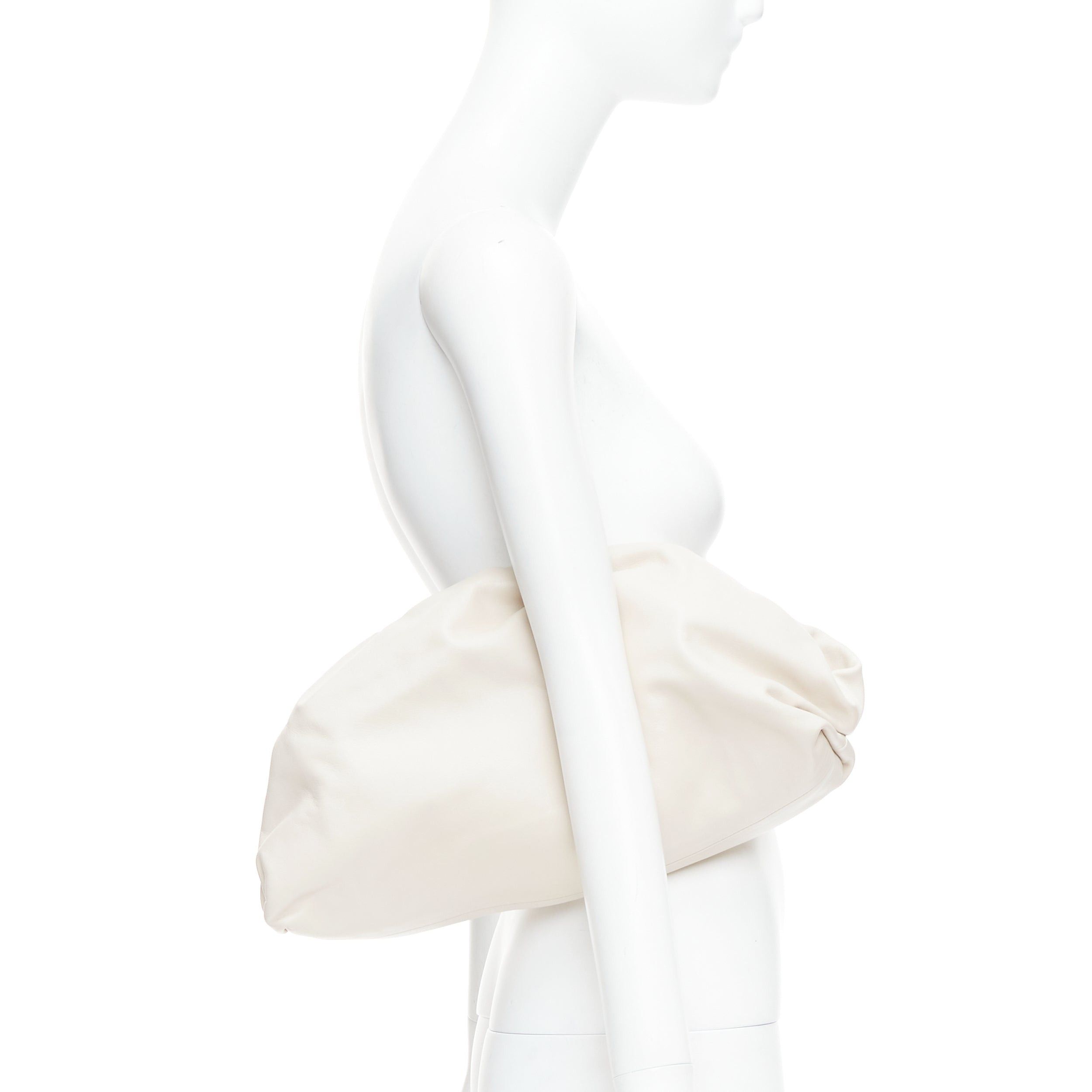 Bottega Veneta BOTTEGA VENETA Pouch off white cream soft leather oversized clutch bag Size ONE SIZE - 2 Thumbnail