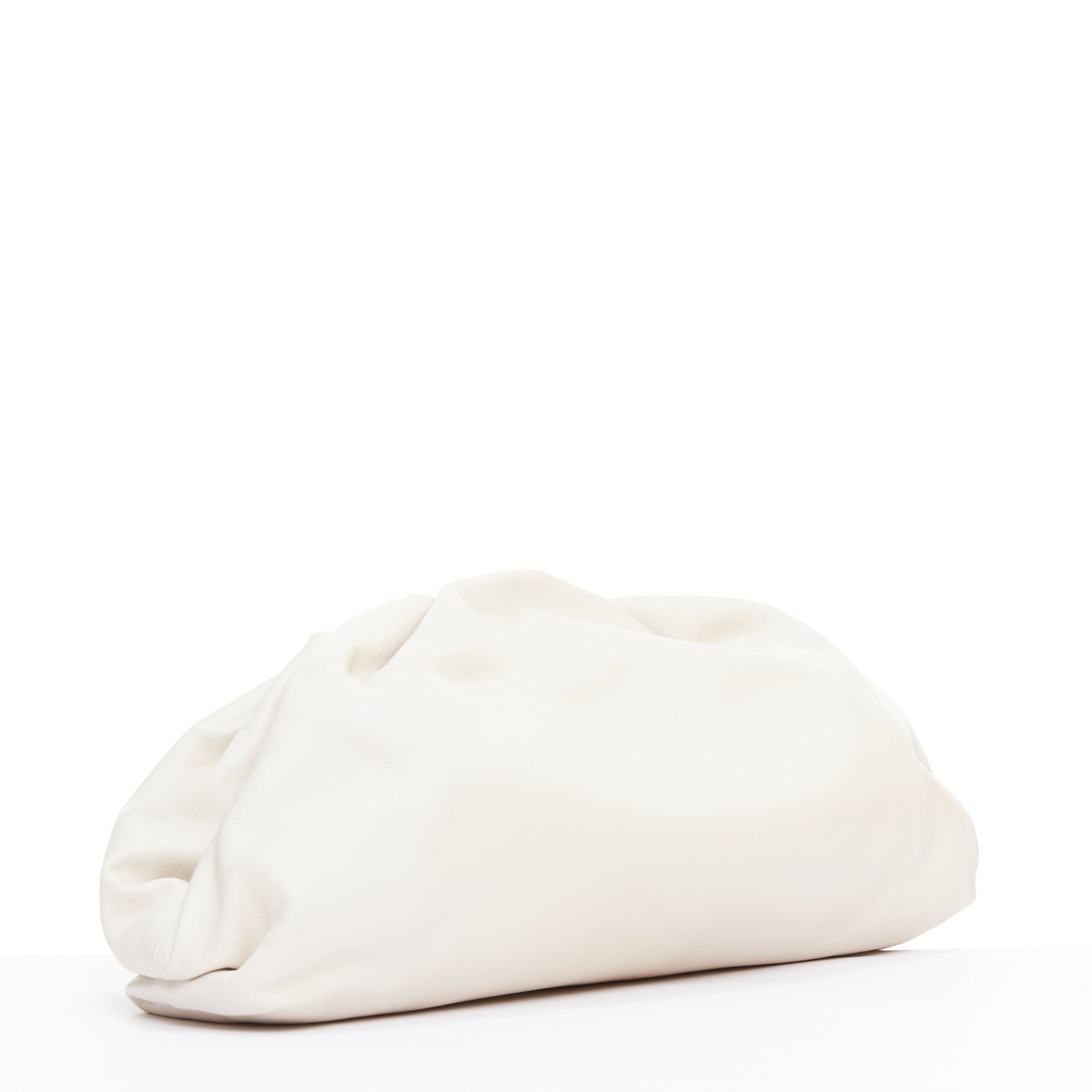 Bottega Veneta BOTTEGA VENETA Pouch off white cream soft leather oversized clutch bag Size ONE SIZE - 3 Thumbnail