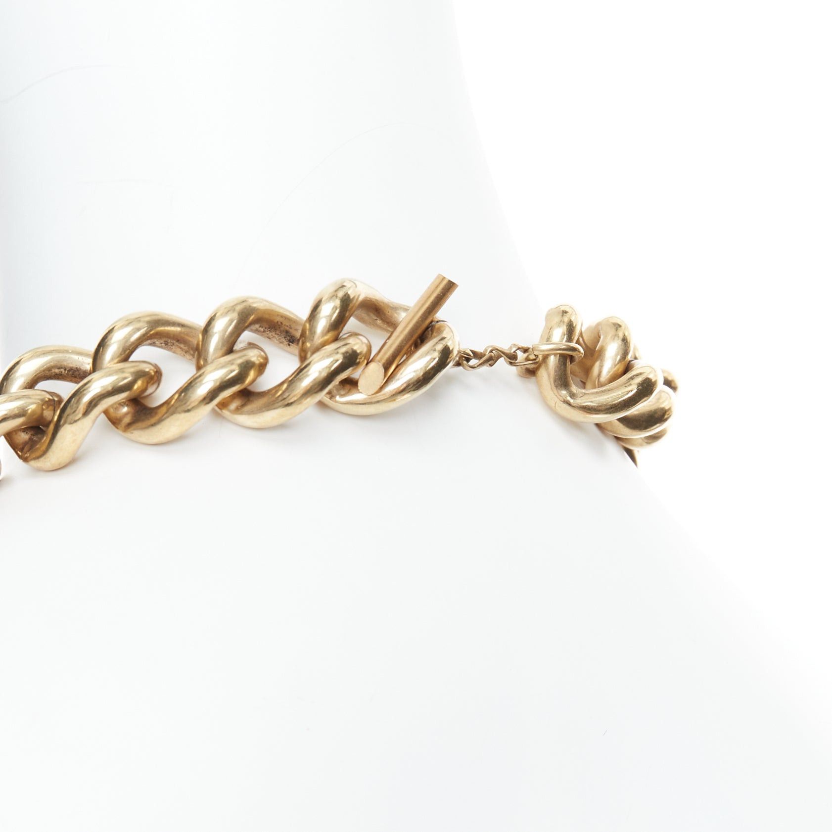 Lanvin LANVIN gold bronze crystal embellished giant curb necklace Size ONE SIZE - 7 Thumbnail