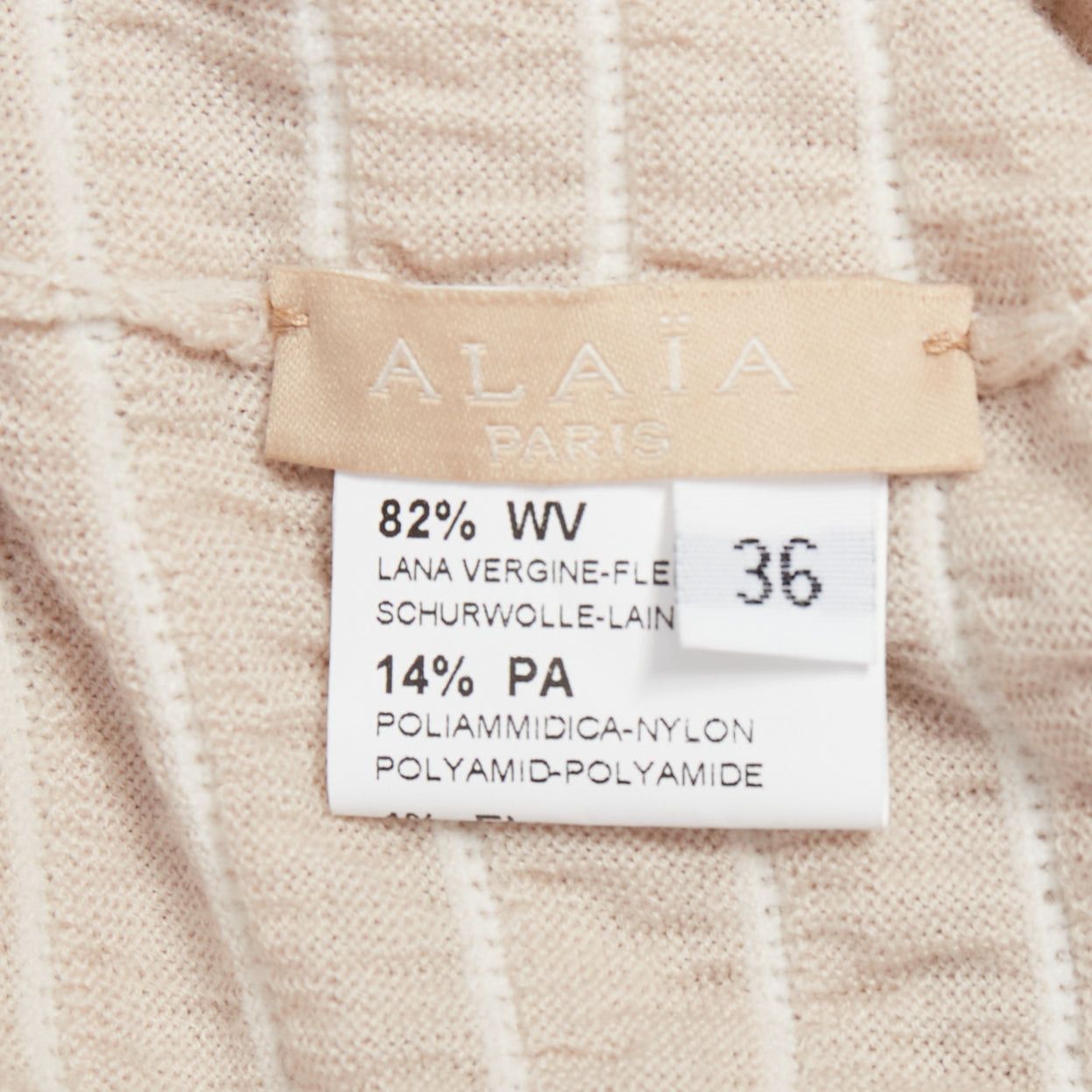 Alaia ALAIA pink beige wool blend square neck stretch tiered ruffle skirt cocktail dress FR36 S Size S / US 4 / IT 40 - 8 Thumbnail