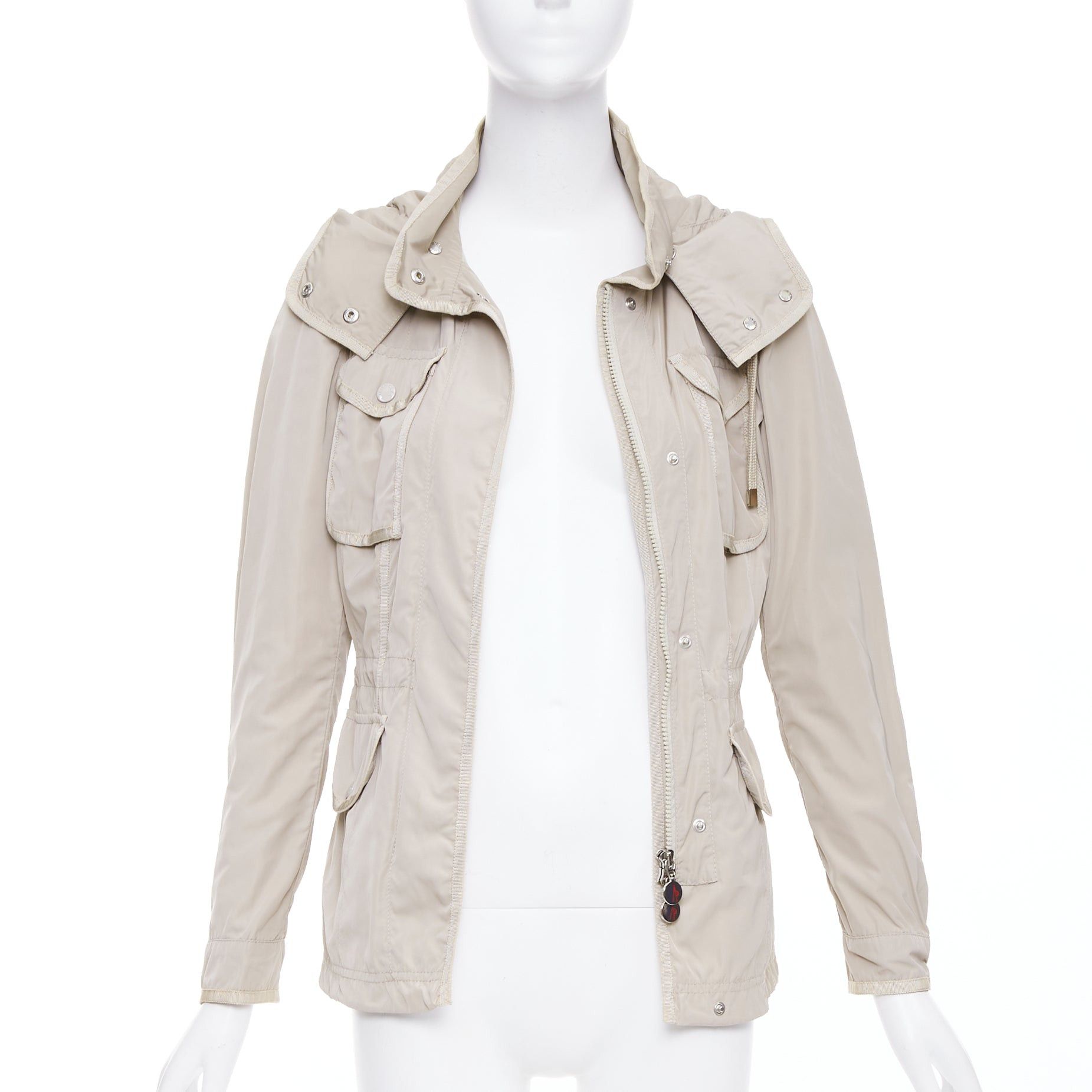Moncler MONCLER Roxane Giubotto beige nylon military cargo pocket jacket Sz.0 XS Size XS / US 0-2 / IT 36-38 - 3 Thumbnail