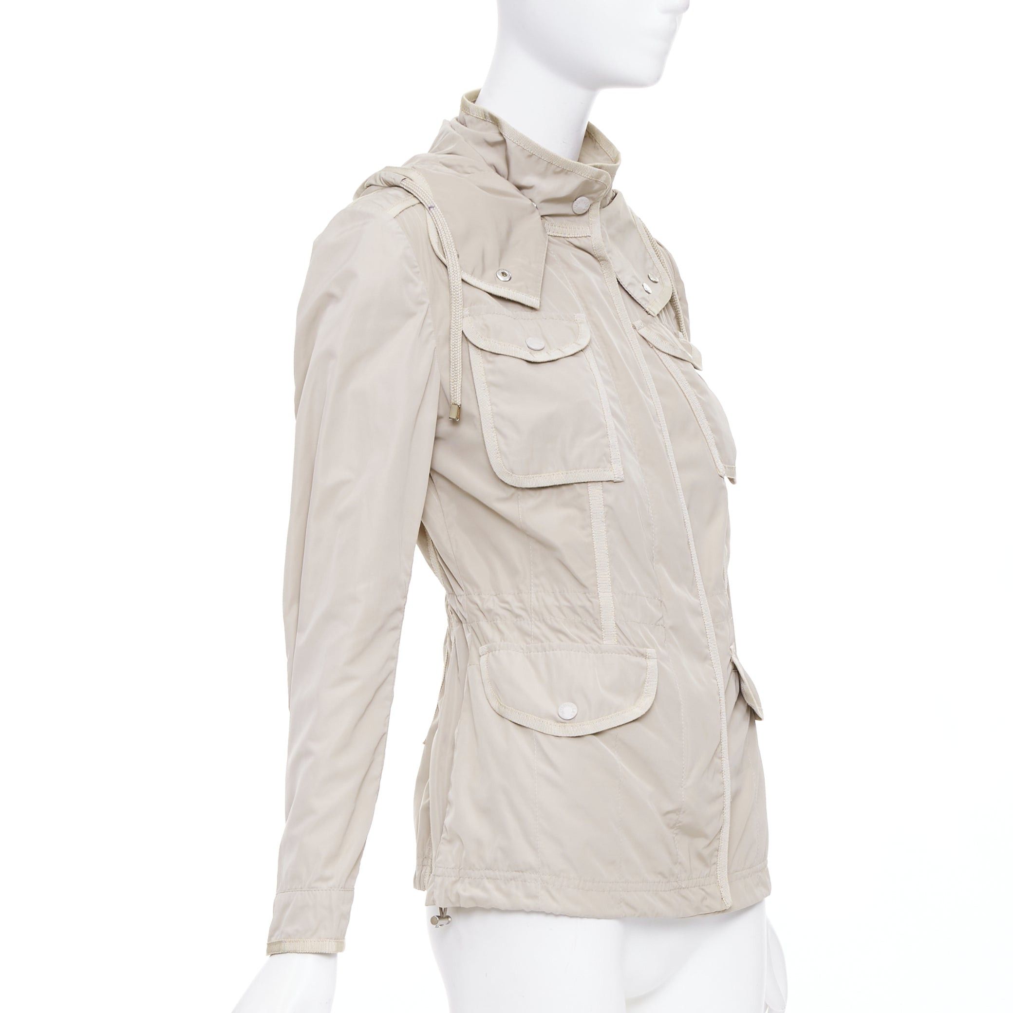 Moncler MONCLER Roxane Giubotto beige nylon military cargo pocket jacket Sz.0 XS Size XS / US 0-2 / IT 36-38 - 4 Thumbnail