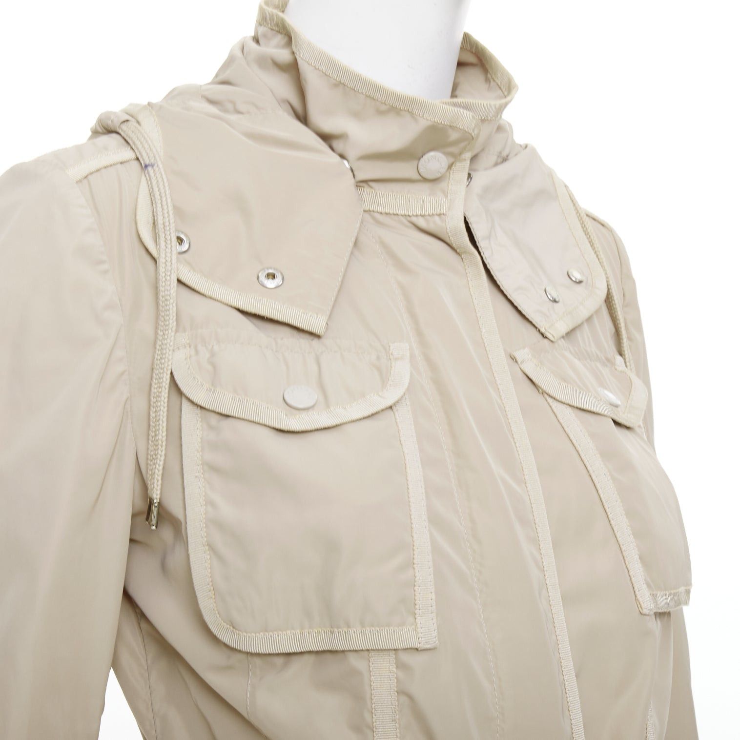 Moncler MONCLER Roxane Giubotto beige nylon military cargo pocket jacket Sz.0 XS Size XS / US 0-2 / IT 36-38 - 2 Thumbnail