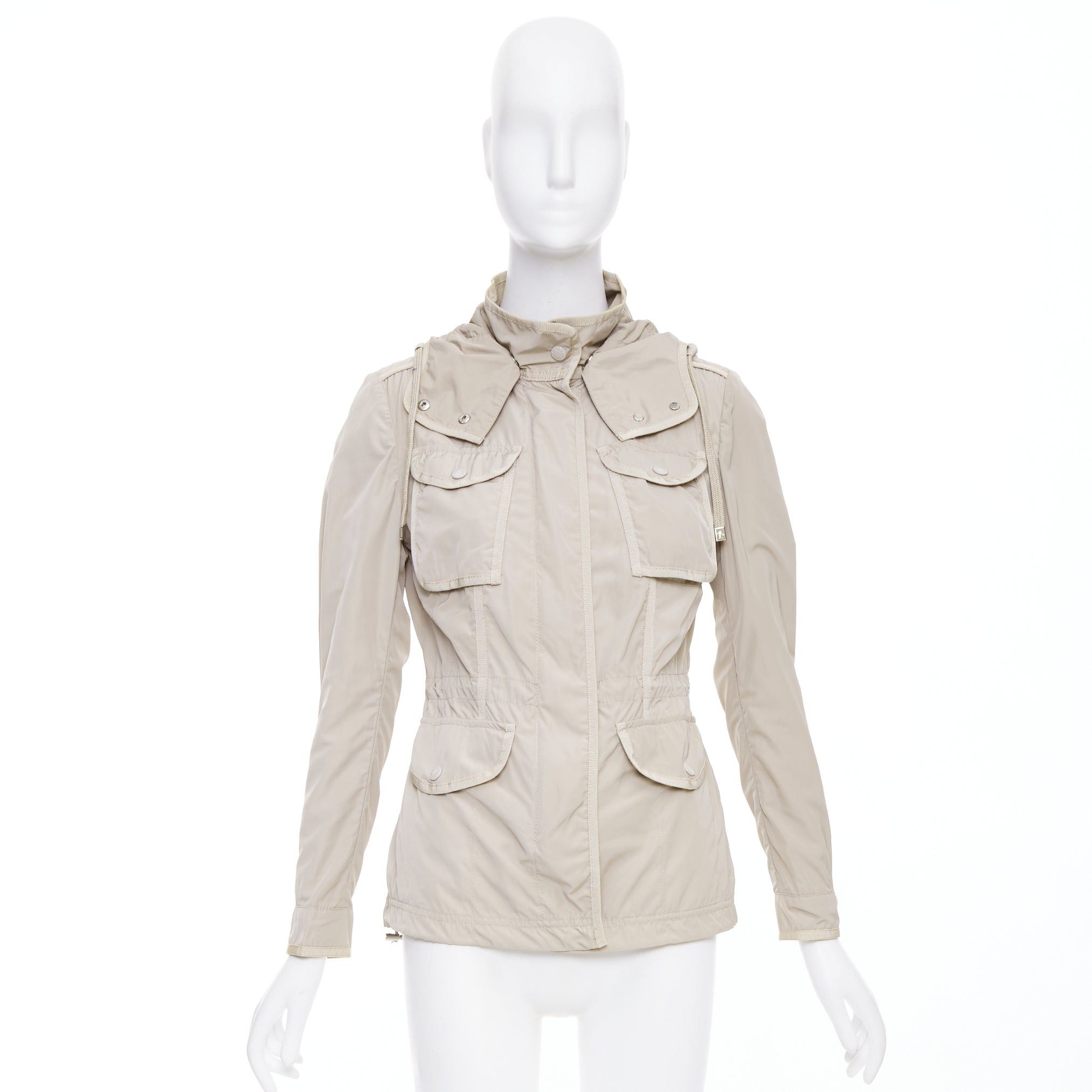 Moncler MONCLER Roxane Giubotto beige nylon military cargo pocket jacket Sz.0 XS Size XS / US 0-2 / IT 36-38 - 10 Thumbnail