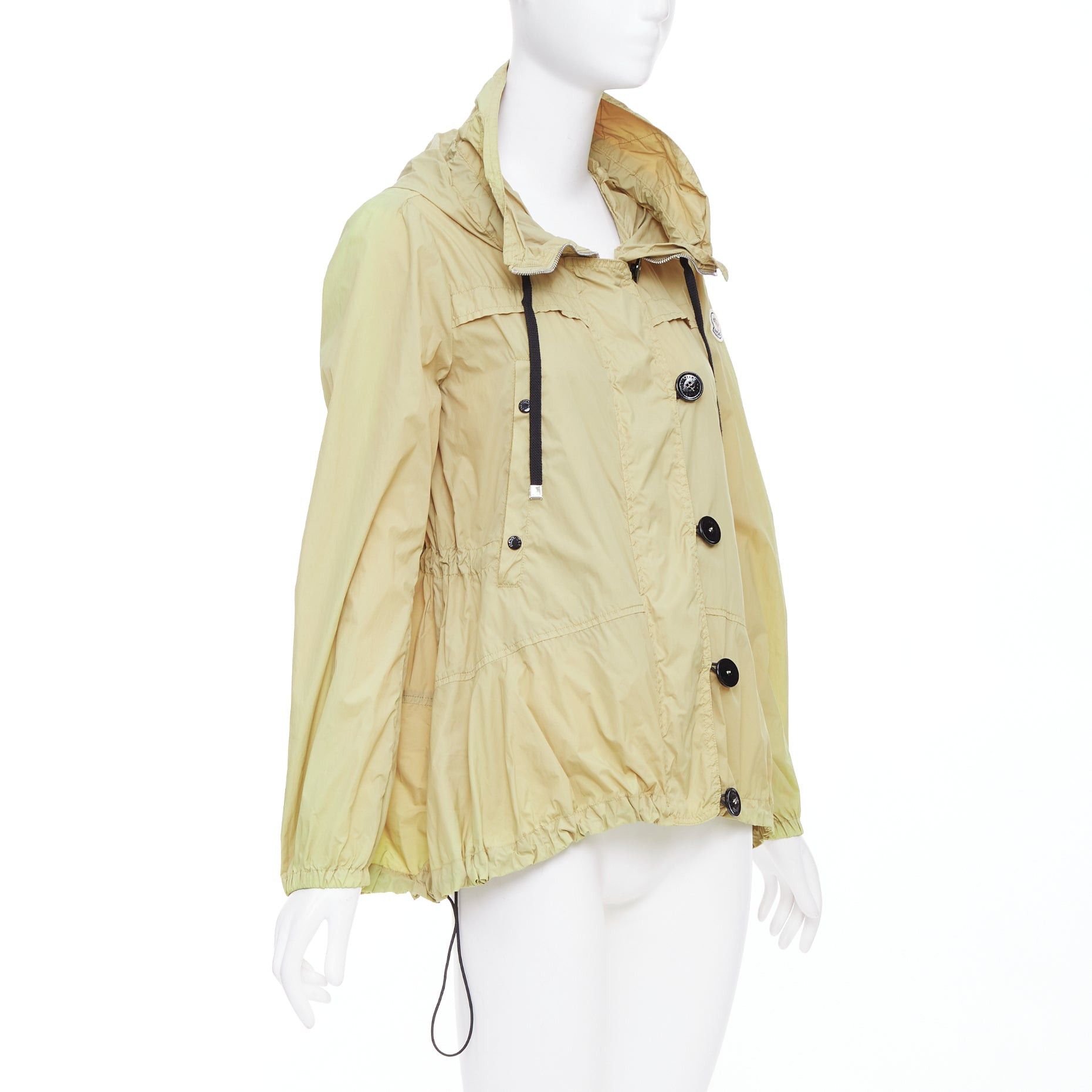 Moncler MONCLER Josette beige nylon cream logo black buttons flare windbreaker Sz.1 S Size S / US 4 / IT 40 - 3 Thumbnail