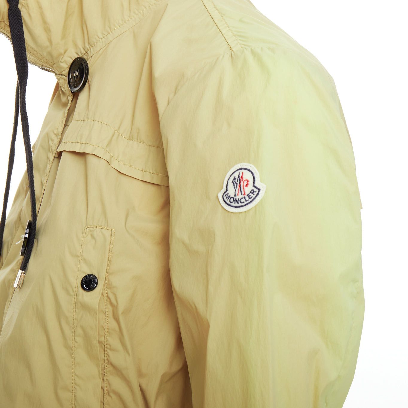 Moncler MONCLER Josette beige nylon cream logo black buttons flare windbreaker Sz.1 S Size S / US 4 / IT 40 - 2 Thumbnail