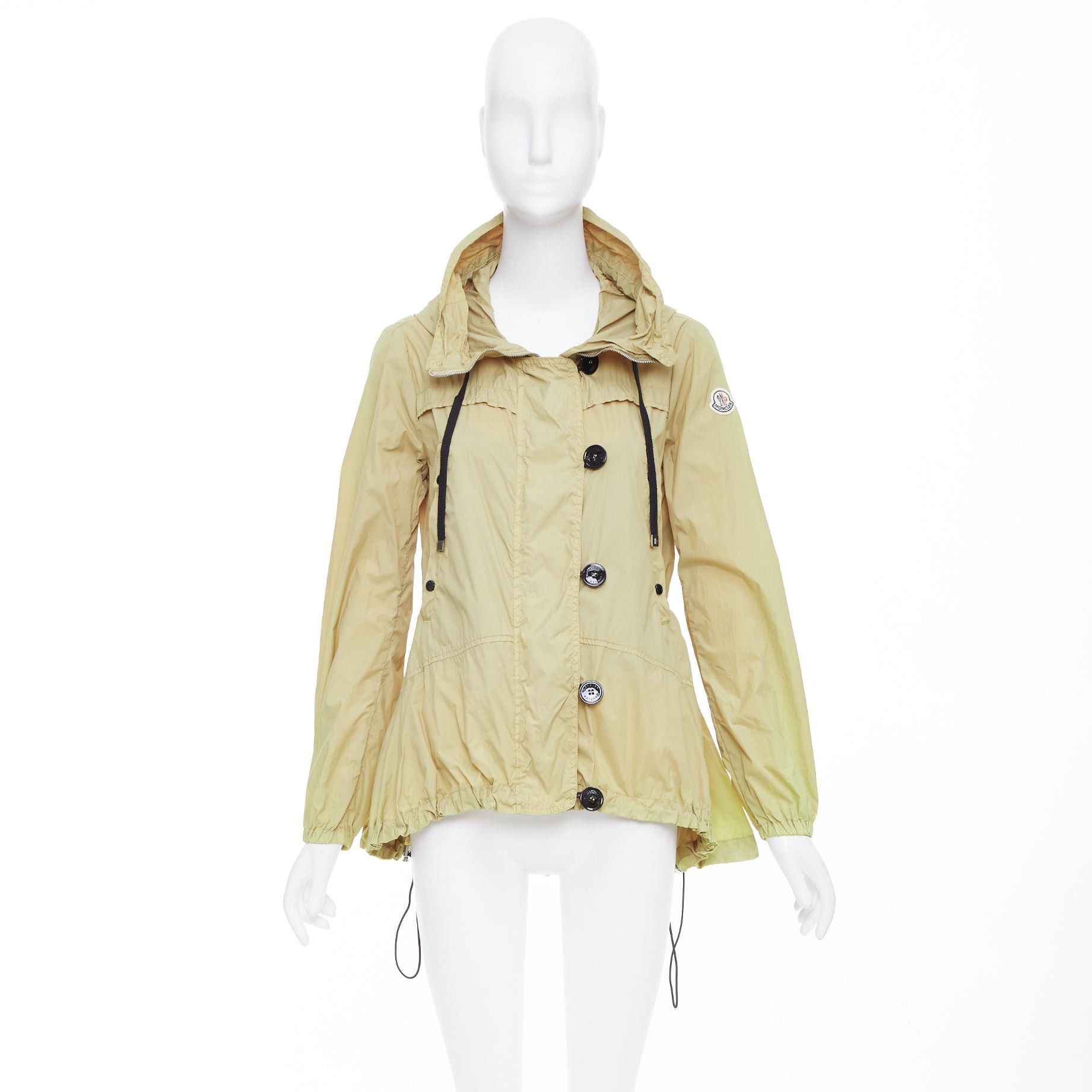 Moncler MONCLER Josette beige nylon cream logo black buttons flare windbreaker Sz.1 S Size S / US 4 / IT 40 - 9 Thumbnail