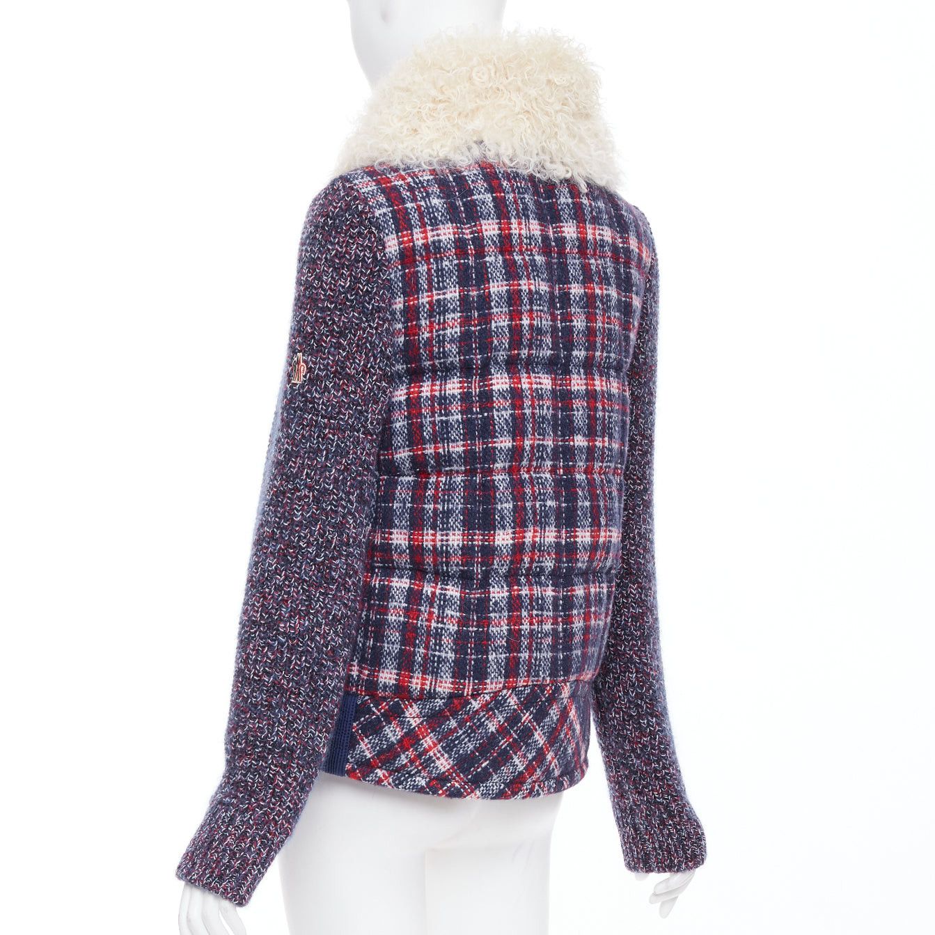 Moncler MONCLER GRENOBLE Runway Soleil red blue tweed lamb fur collar goose down puffer jacket Sz.0 XS Size S / US 4 / IT 40 - 7 Thumbnail