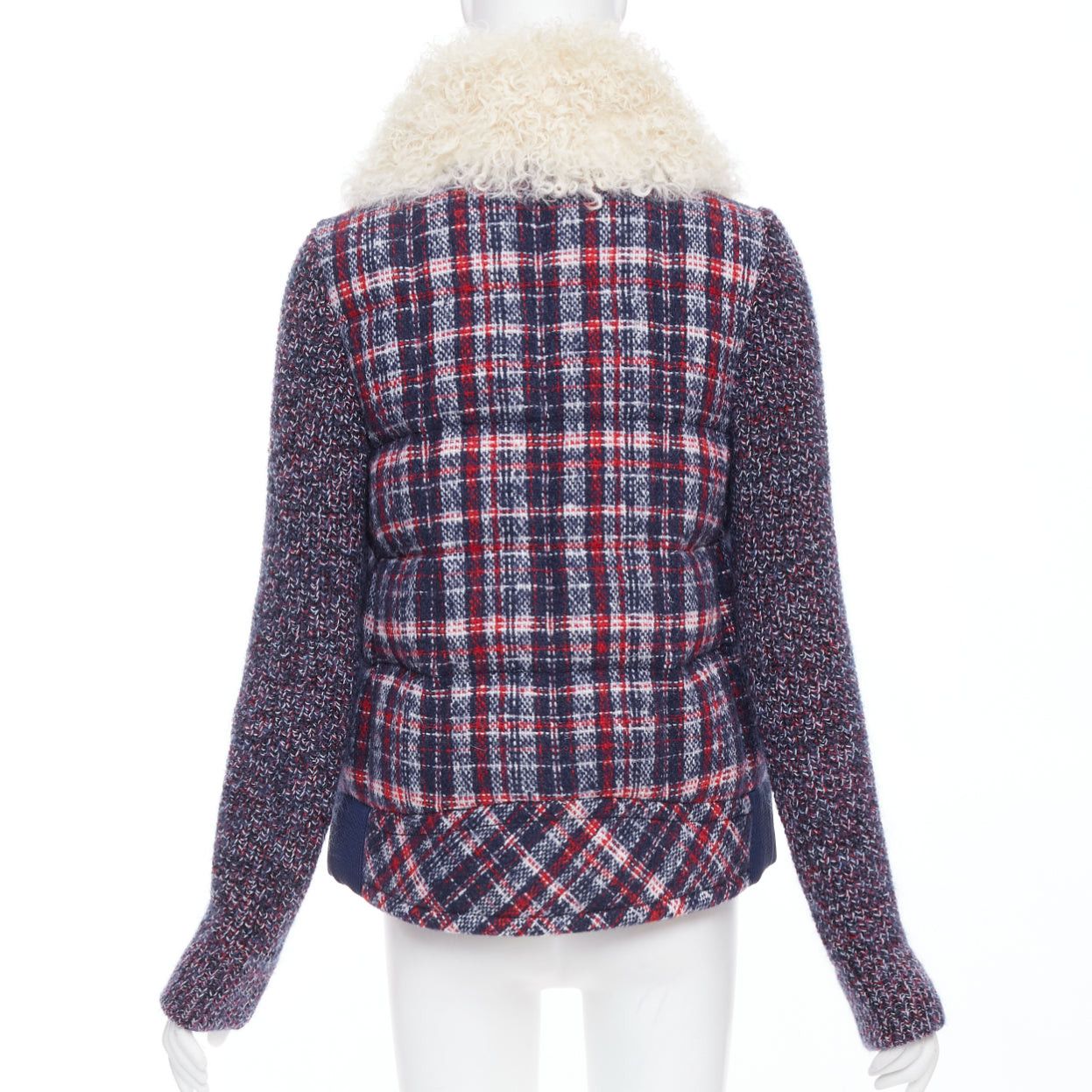 Moncler MONCLER GRENOBLE Runway Soleil red blue tweed lamb fur collar goose down puffer jacket Sz.0 XS Size S / US 4 / IT 40 - 6 Thumbnail