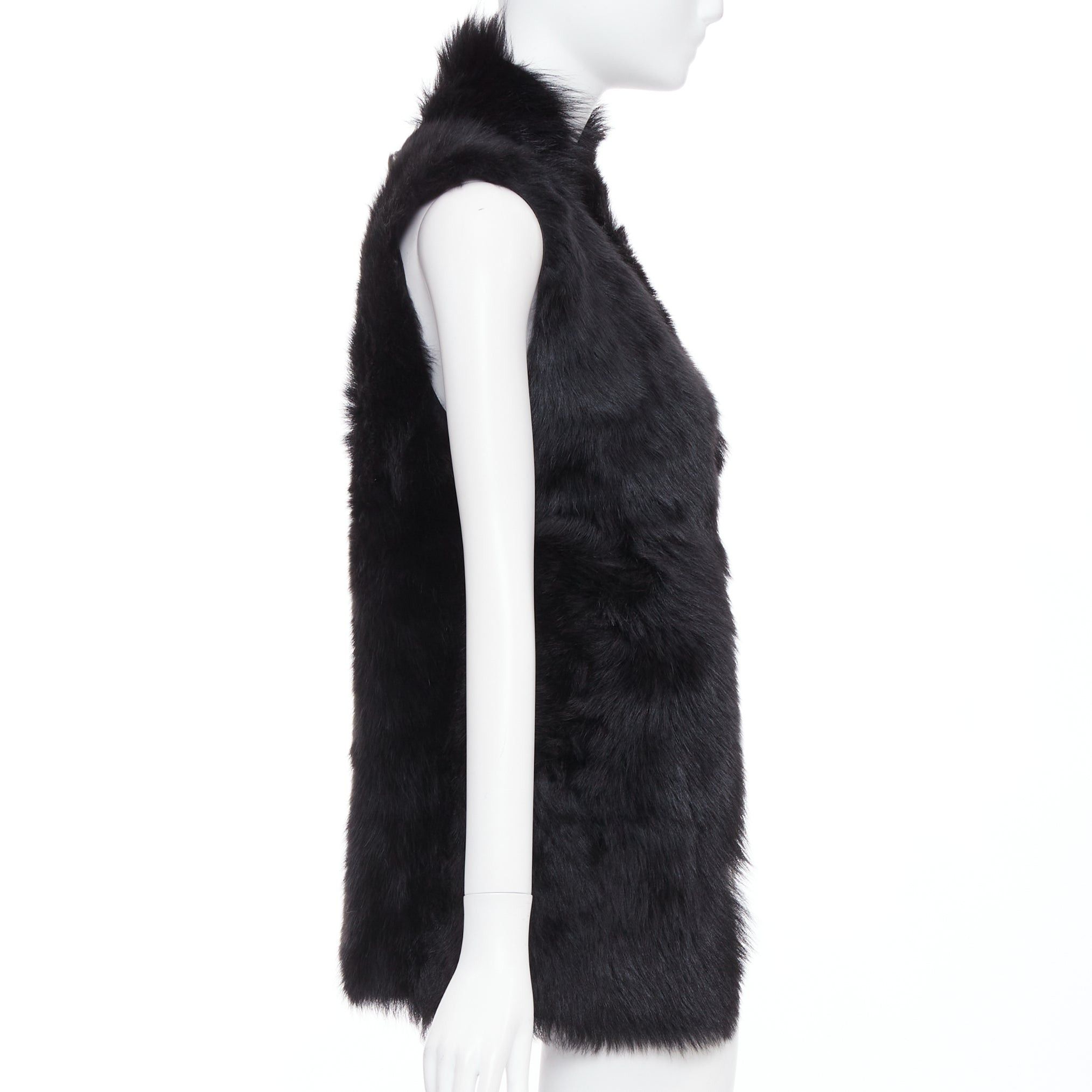 Whistles WHISTLES black 100% lamb leather fur high vest jacket XS Size S / US 4 / IT 40 - 4 Thumbnail