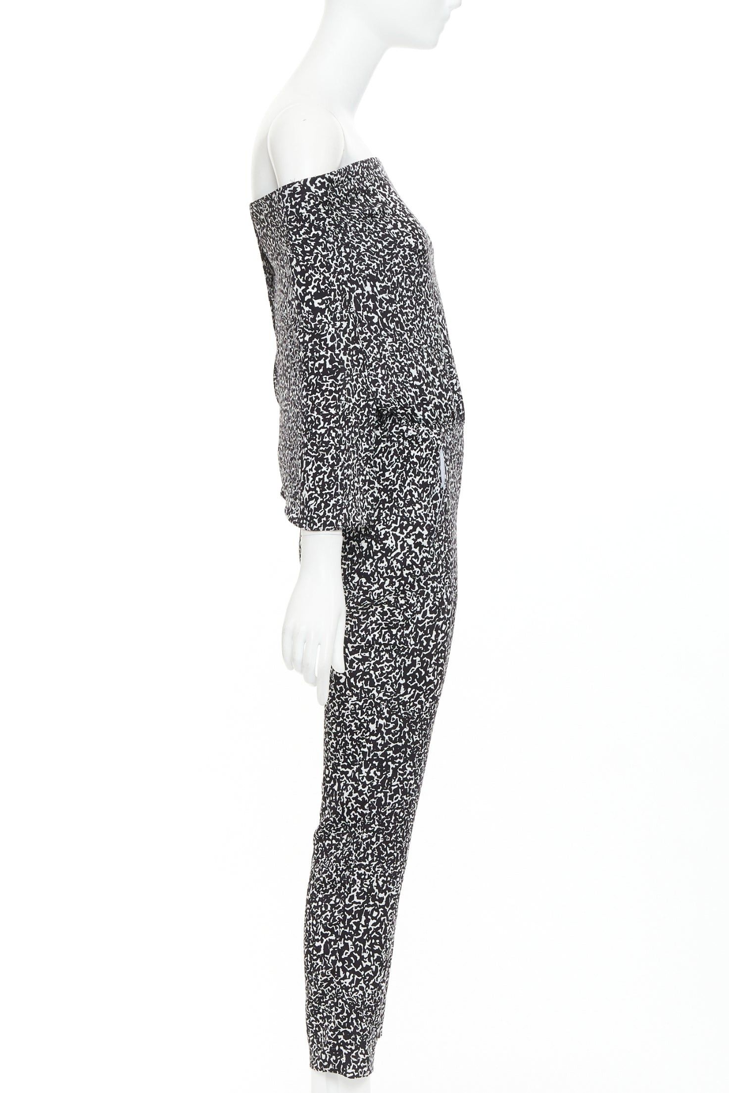 Derek Lam 10 Crosby DEREK LAM 10 CROSBY black white silk blend geometric printed strapless jumpsuit US0 XS Size 26" / US 2 / IT 38 - 4 Thumbnail