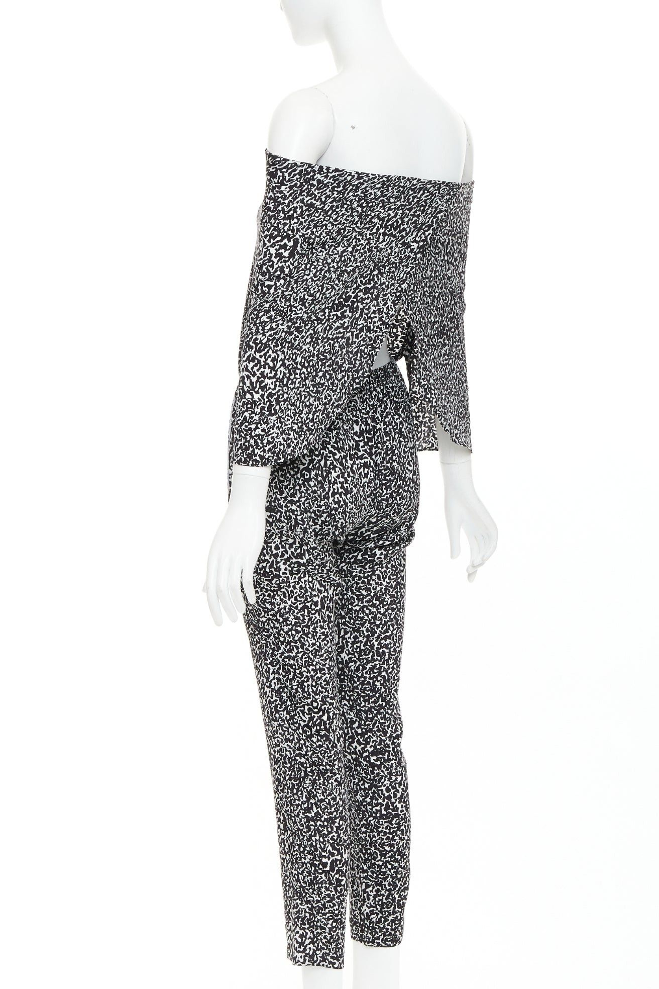 Derek Lam 10 Crosby DEREK LAM 10 CROSBY black white silk blend geometric printed strapless jumpsuit US0 XS Size 26" / US 2 / IT 38 - 6 Thumbnail