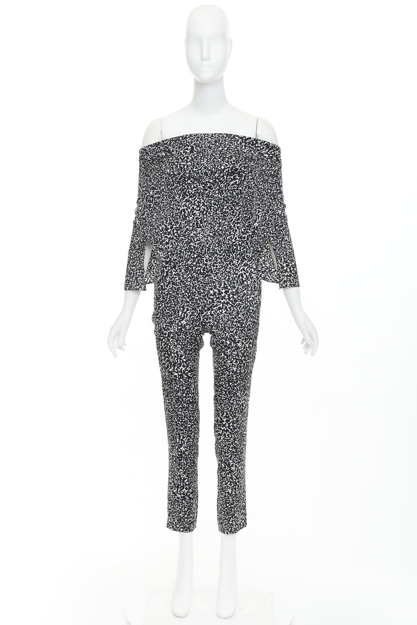 Derek Lam 10 Crosby DEREK LAM 10 CROSBY black white silk blend geometric printed strapless jumpsuit US0 XS Size 26" / US 2 / IT 38 - 9 Thumbnail