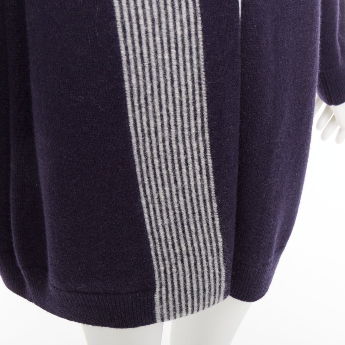 Hermes HERMES navy virgin wool white striped oversized knitted cardigan sweater FR34 XS Size XS / US 0-2 / IT 36-38 - 8 Thumbnail