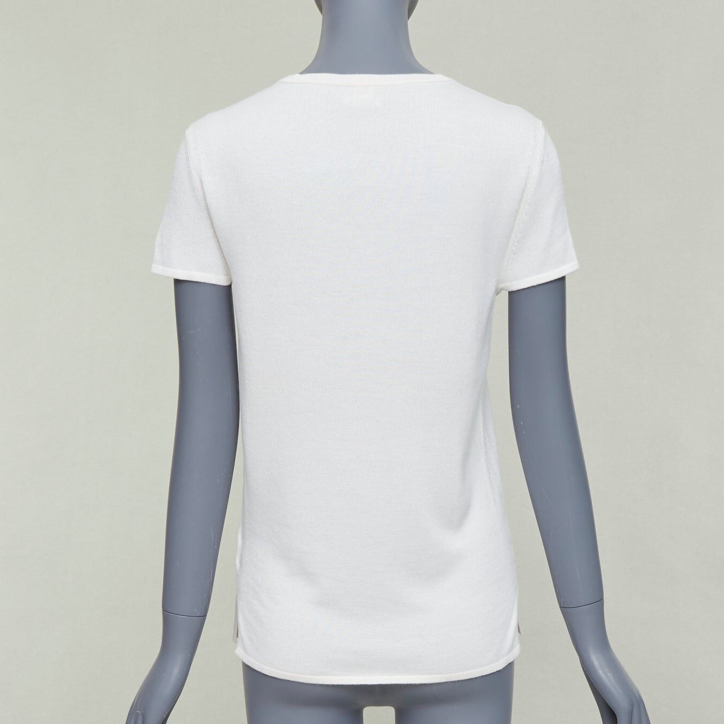 Hermes HERMES beige cashmere silk silver H charm short sleeve pullover sweater FR36 S Size S / US 4 / IT 40 - 5 Thumbnail
