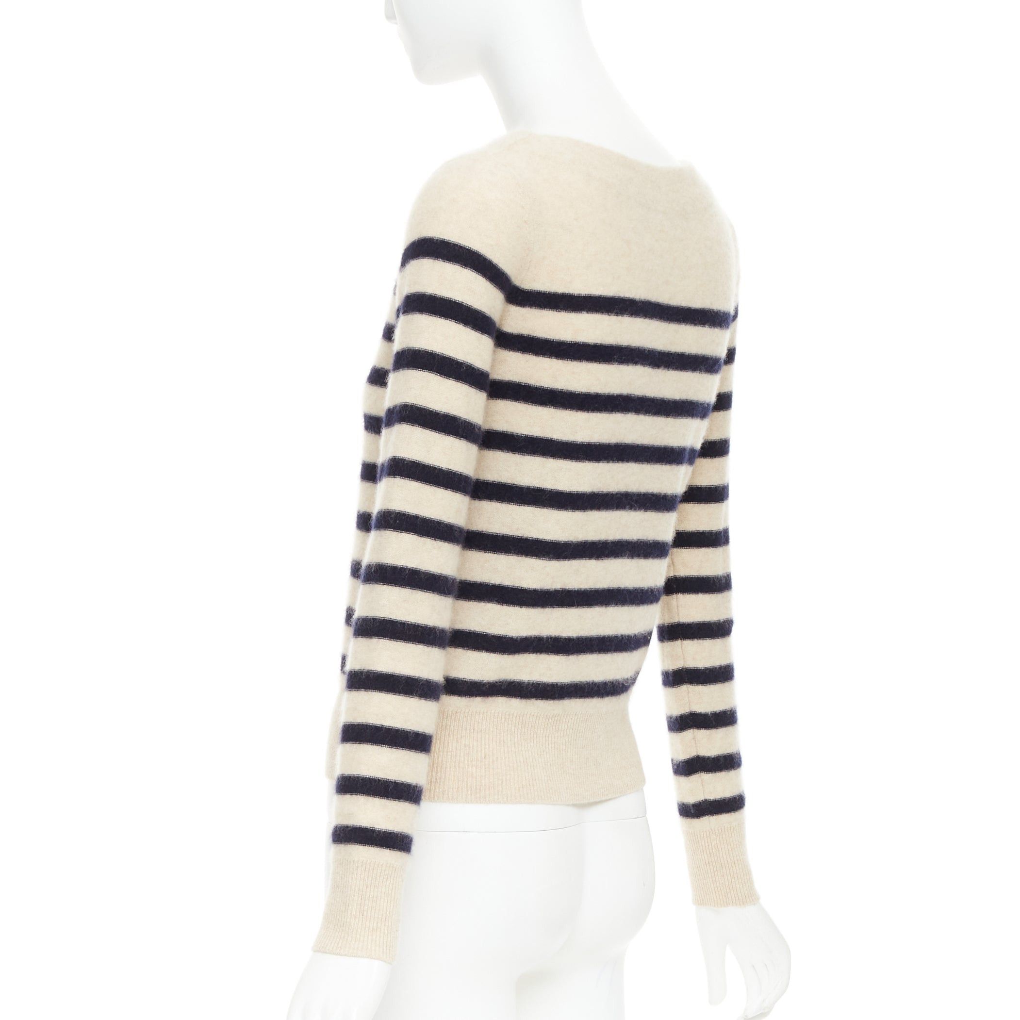 Vince VINCE 100% cashmere Breton nautical striped long sleeve boat neck sweater XXS Size XS / US 0-2 / IT 36-38 - 6 Thumbnail