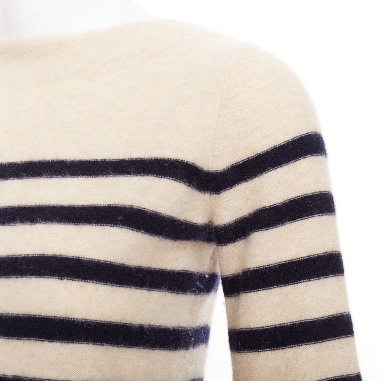 Vince VINCE 100% cashmere Breton nautical striped long sleeve boat neck sweater XXS Size XS / US 0-2 / IT 36-38 - 2 Thumbnail