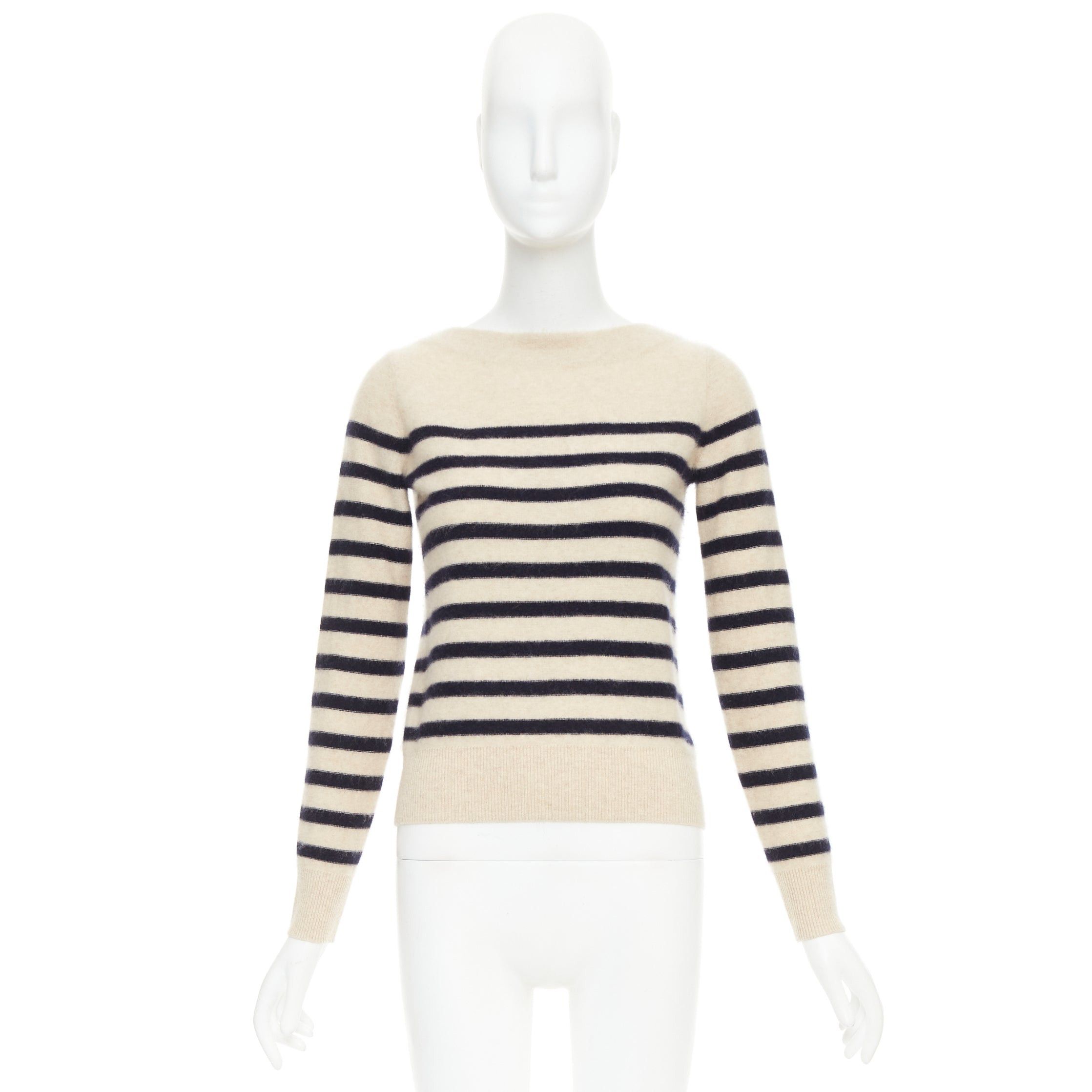 Vince VINCE 100% cashmere Breton nautical striped long sleeve boat neck sweater XXS Size XS / US 0-2 / IT 36-38 - 9 Thumbnail