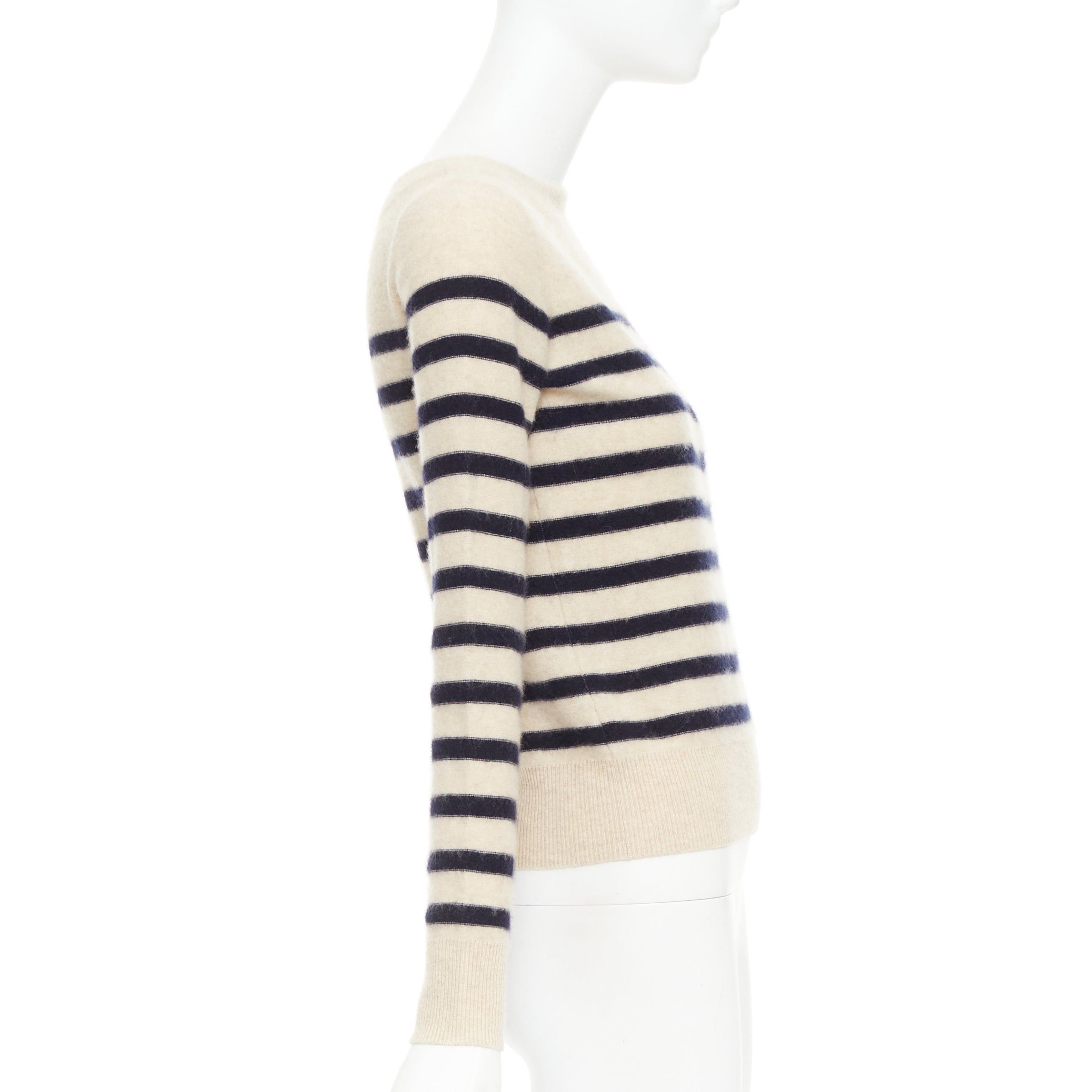 Vince VINCE 100% cashmere Breton nautical striped long sleeve boat neck sweater XXS Size XS / US 0-2 / IT 36-38 - 4 Thumbnail