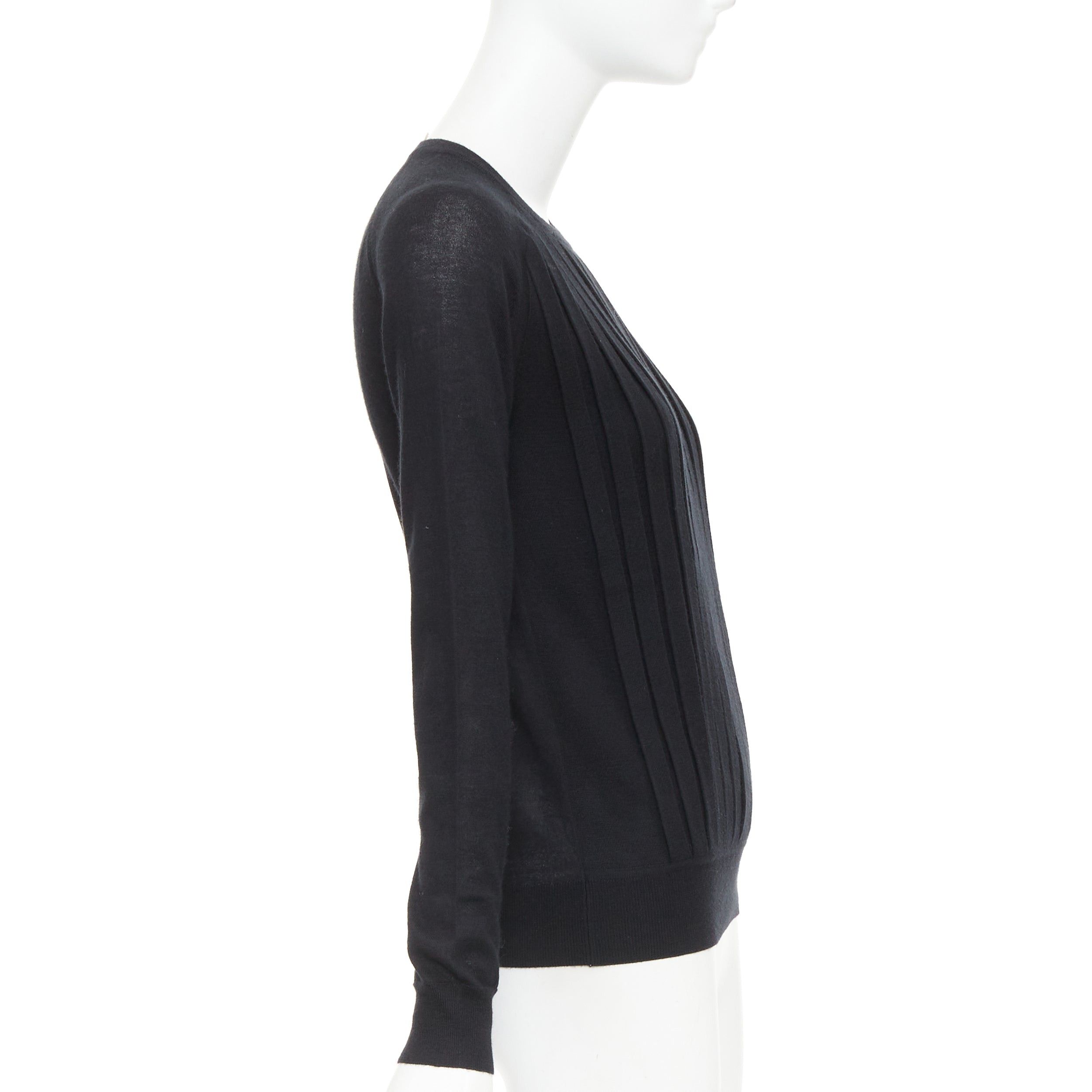 Hermes HERMES 100% cashmere black accordion pleated front raglan sweater FR34 XS Size XS / US 0-2 / IT 36-38 - 4 Thumbnail
