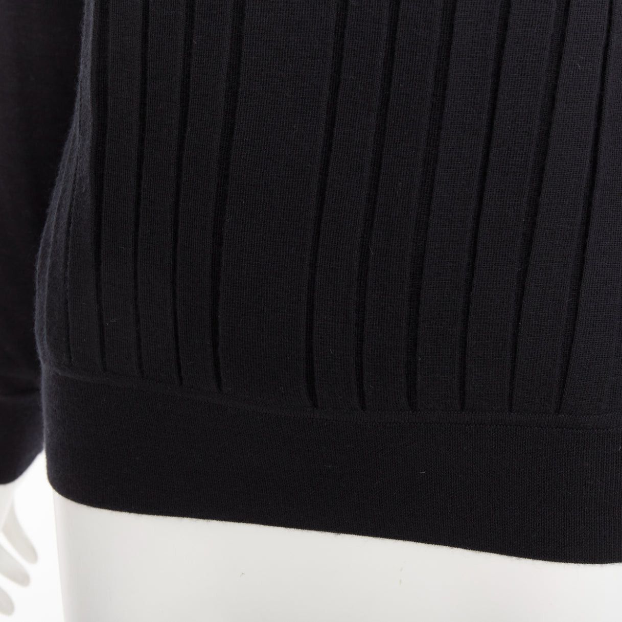 Hermes HERMES 100% cashmere black accordion pleated front raglan sweater FR34 XS Size XS / US 0-2 / IT 36-38 - 7 Thumbnail