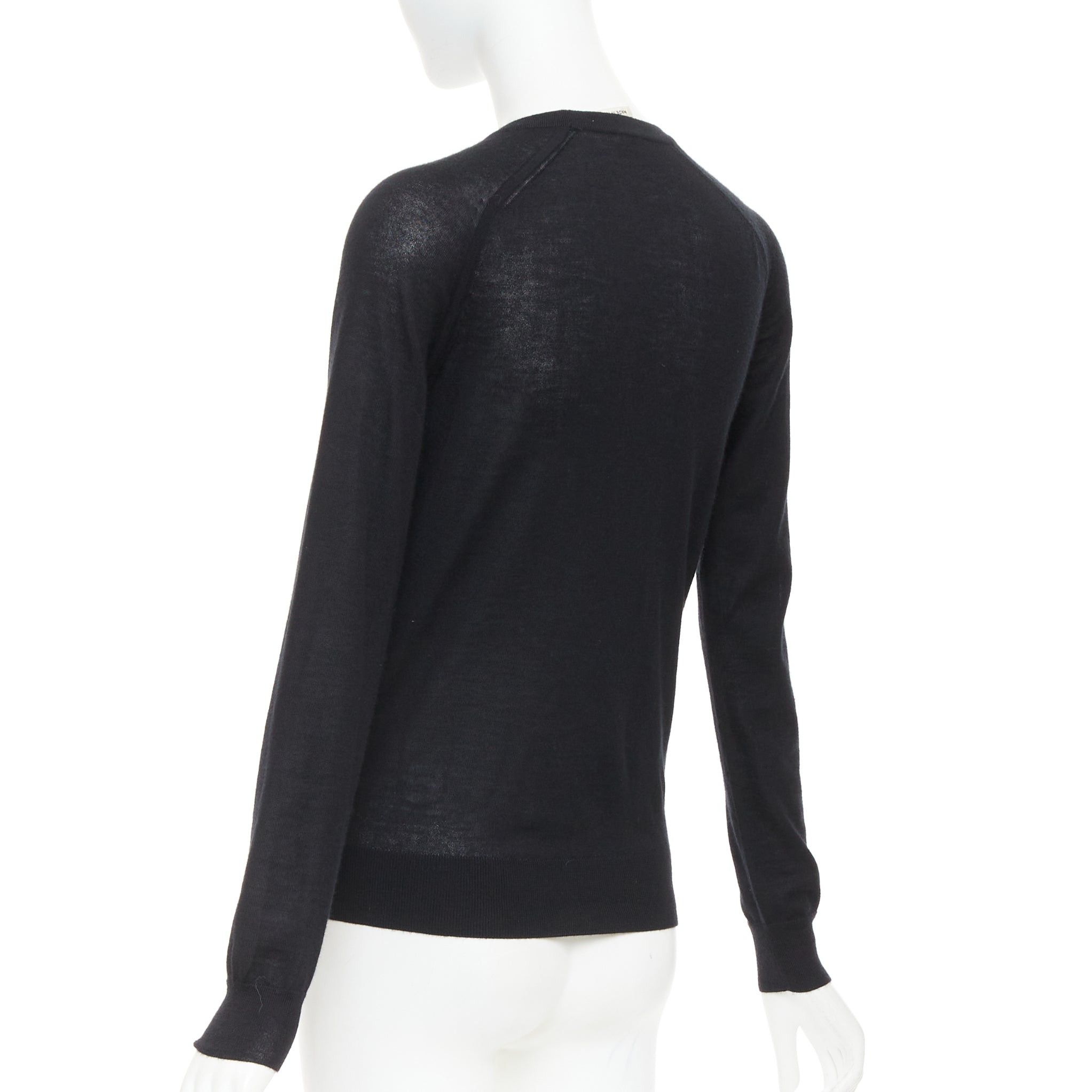 Hermes HERMES 100% cashmere black accordion pleated front raglan sweater FR34 XS Size XS / US 0-2 / IT 36-38 - 6 Thumbnail