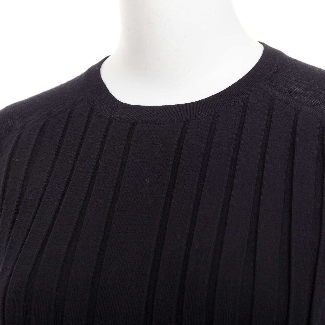 Hermes HERMES 100% cashmere black accordion pleated front raglan sweater FR34 XS Size XS / US 0-2 / IT 36-38 - 2 Thumbnail