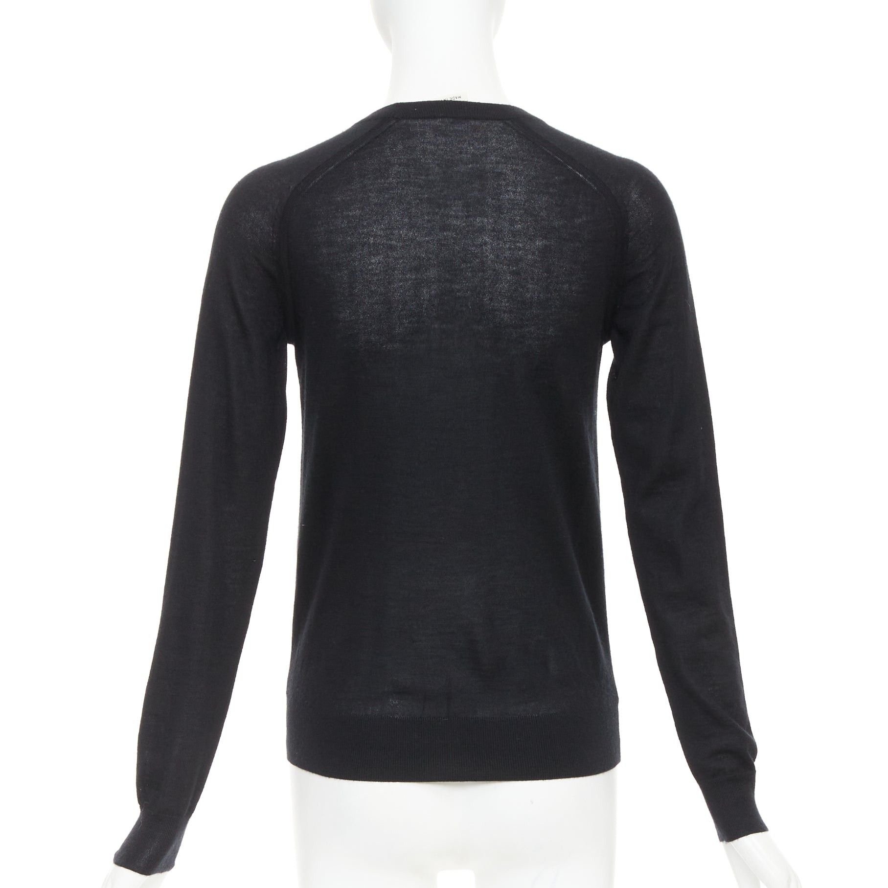 Hermes HERMES 100% cashmere black accordion pleated front raglan sweater FR34 XS Size XS / US 0-2 / IT 36-38 - 5 Thumbnail