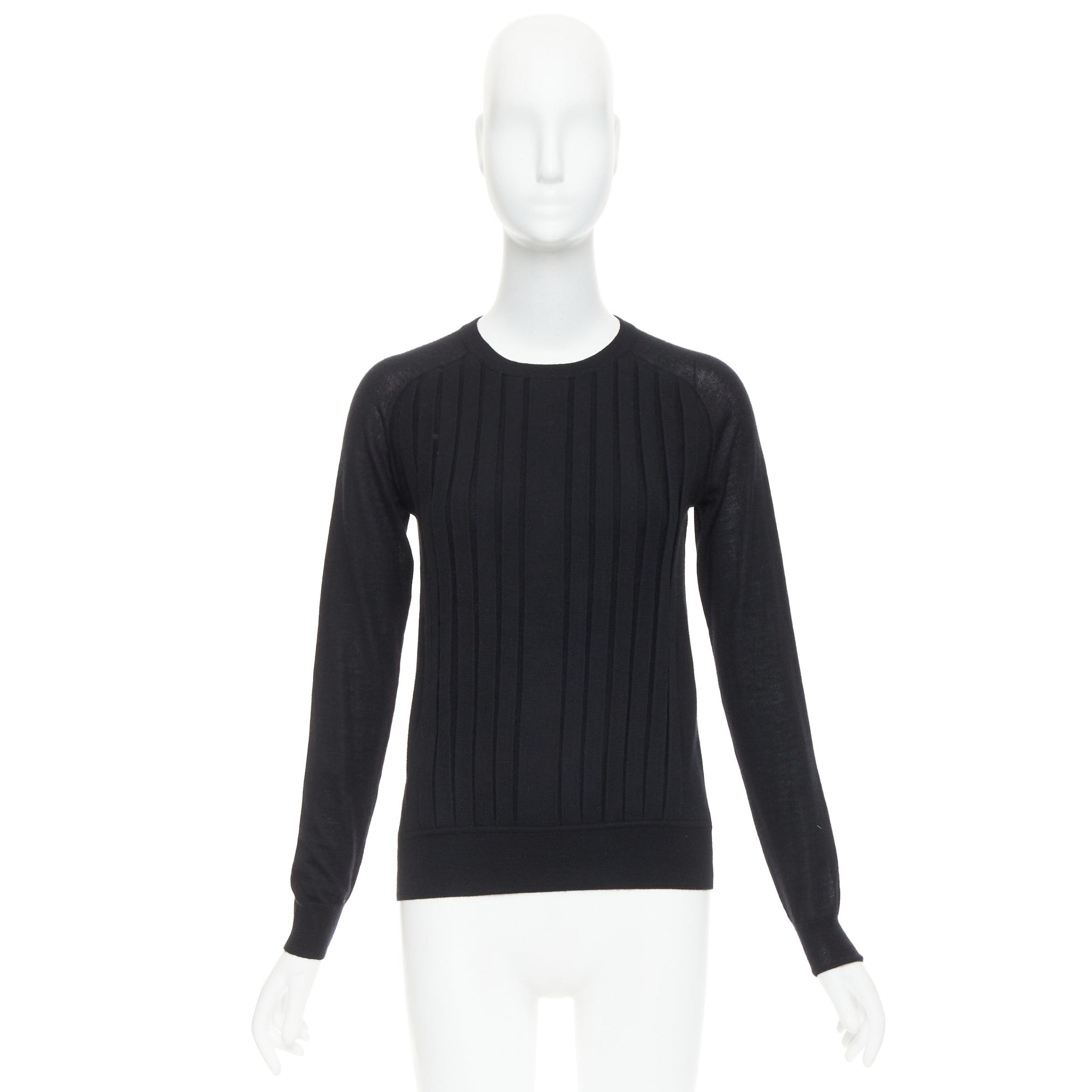 Hermes HERMES 100% cashmere black accordion pleated front raglan sweater FR34 XS Size XS / US 0-2 / IT 36-38 - 9 Thumbnail