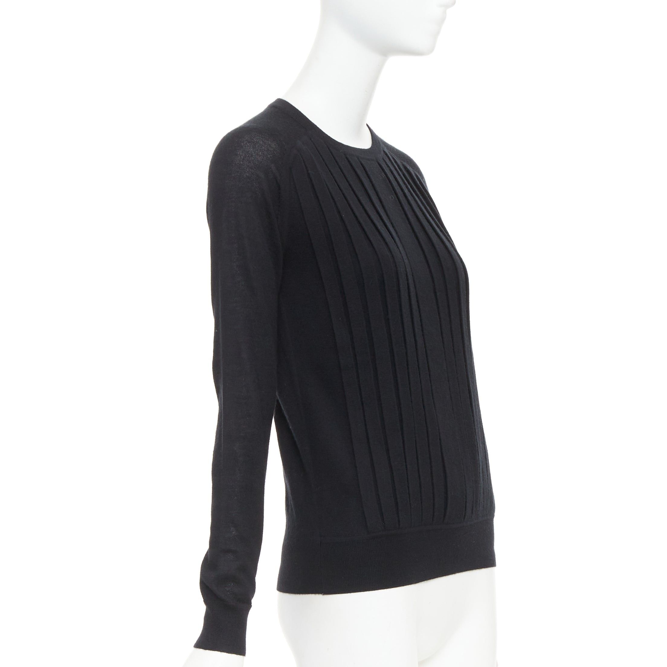 Hermes HERMES 100% cashmere black accordion pleated front raglan sweater FR34 XS Size XS / US 0-2 / IT 36-38 - 3 Thumbnail