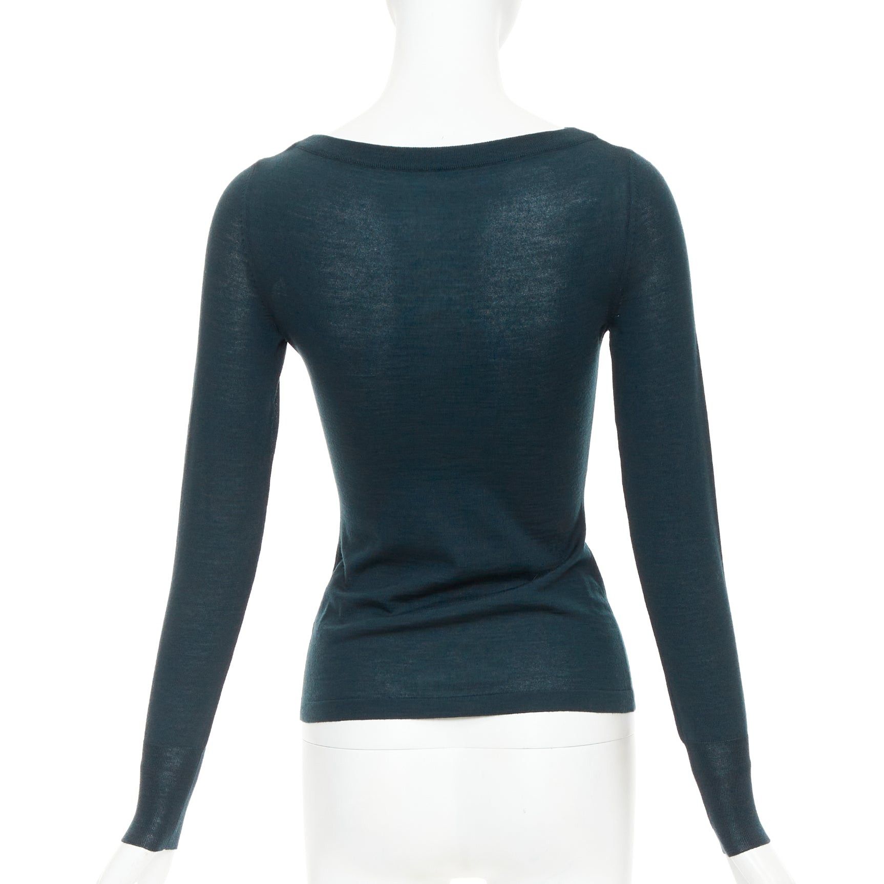 Alaia ALAIA forest green lightweight wool bateau neck pullover sweater FR36 S Size S / US 4 / IT 40 - 5 Thumbnail