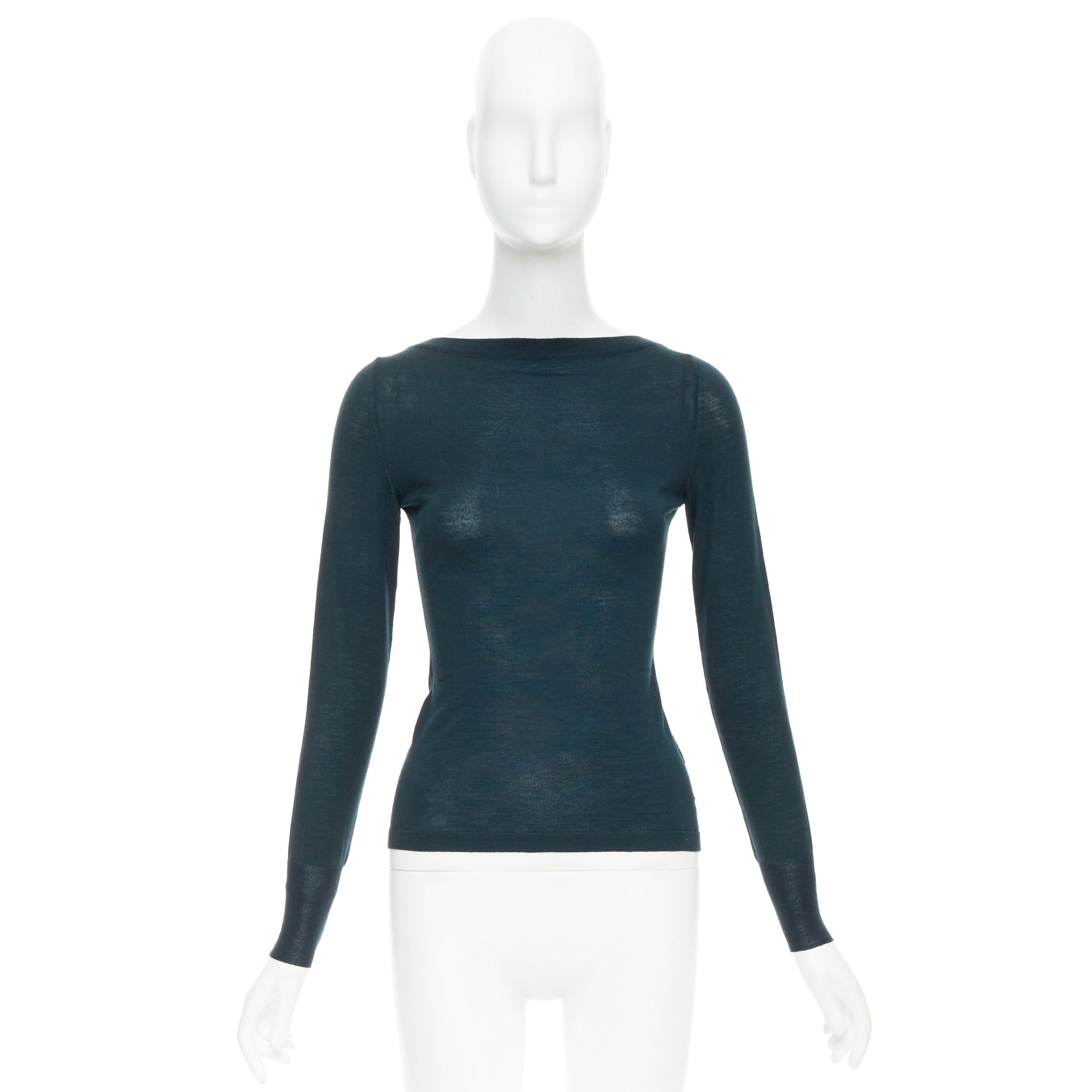 Alaia ALAIA forest green lightweight wool bateau neck pullover sweater FR36 S Size S / US 4 / IT 40 - 9 Thumbnail