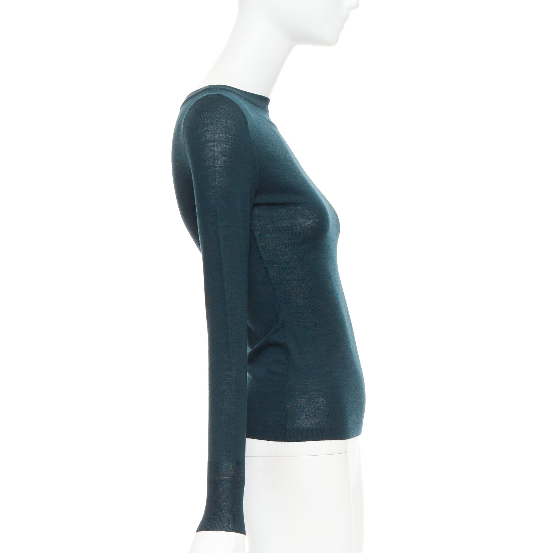 Alaia ALAIA forest green lightweight wool bateau neck pullover sweater FR36 S Size S / US 4 / IT 40 - 4 Thumbnail