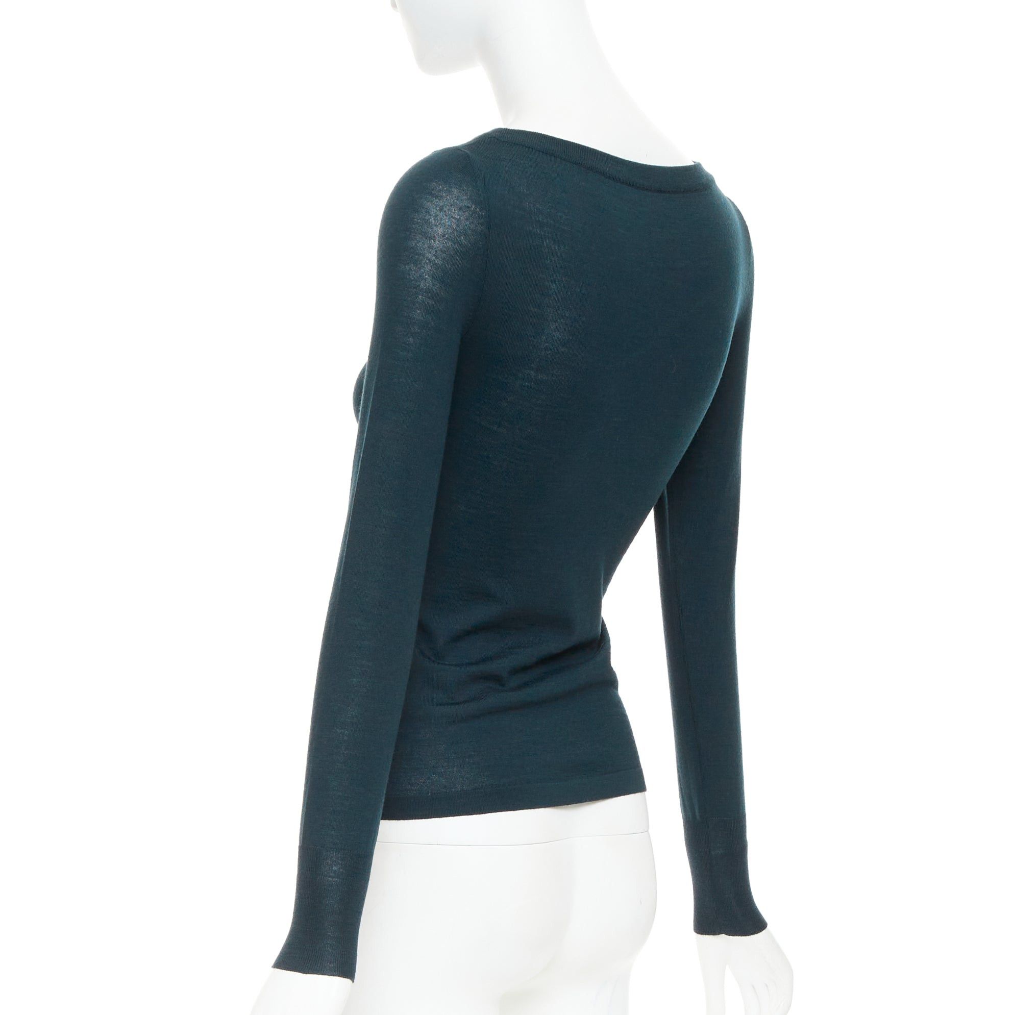 Alaia ALAIA forest green lightweight wool bateau neck pullover sweater FR36 S Size S / US 4 / IT 40 - 6 Thumbnail