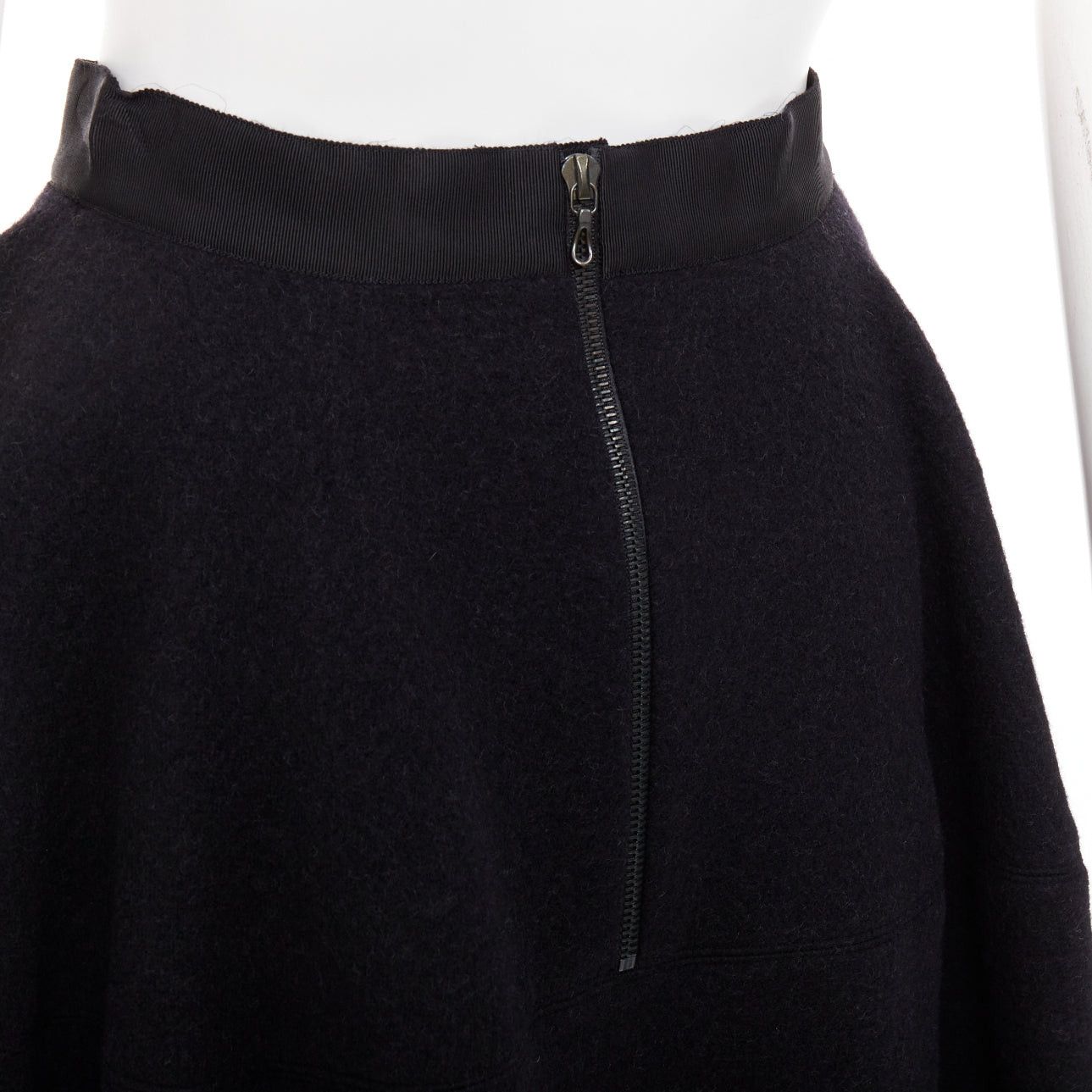 Lanvin LANVIN grey wool blend black waistband constructed bell shaped skirt FR34 XS Size 26" / US 2 / IT 38 - 2 Thumbnail