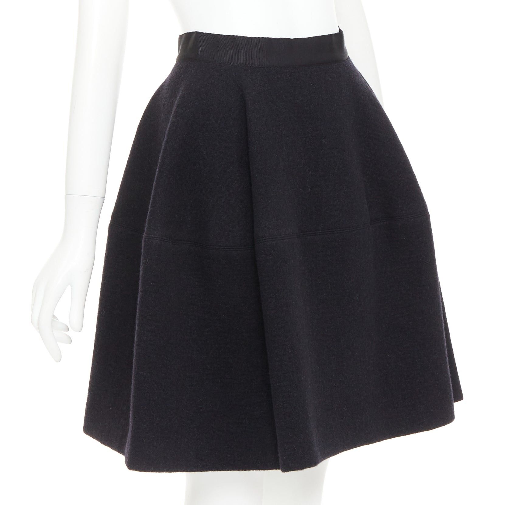 Lanvin LANVIN grey wool blend black waistband constructed bell shaped skirt FR34 XS Size 26" / US 2 / IT 38 - 3 Thumbnail