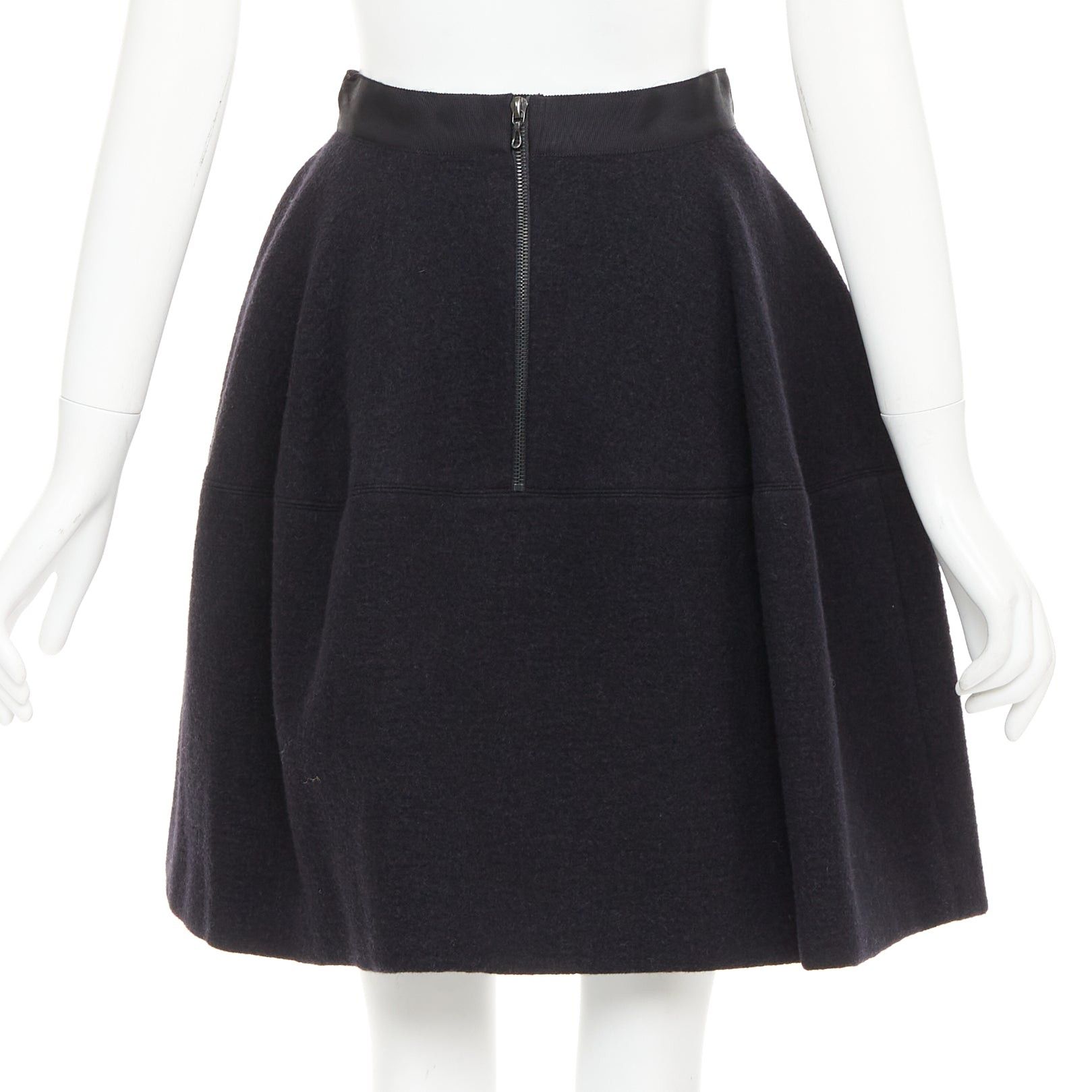 Lanvin LANVIN grey wool blend black waistband constructed bell shaped skirt FR34 XS Size 26" / US 2 / IT 38 - 5 Thumbnail