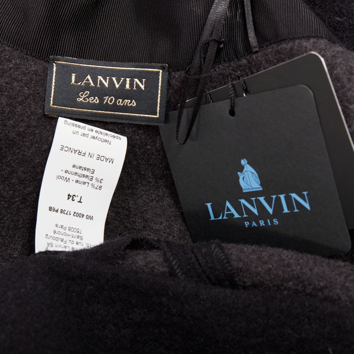 Lanvin LANVIN grey wool blend black waistband constructed bell shaped skirt FR34 XS Size 26" / US 2 / IT 38 - 8 Thumbnail