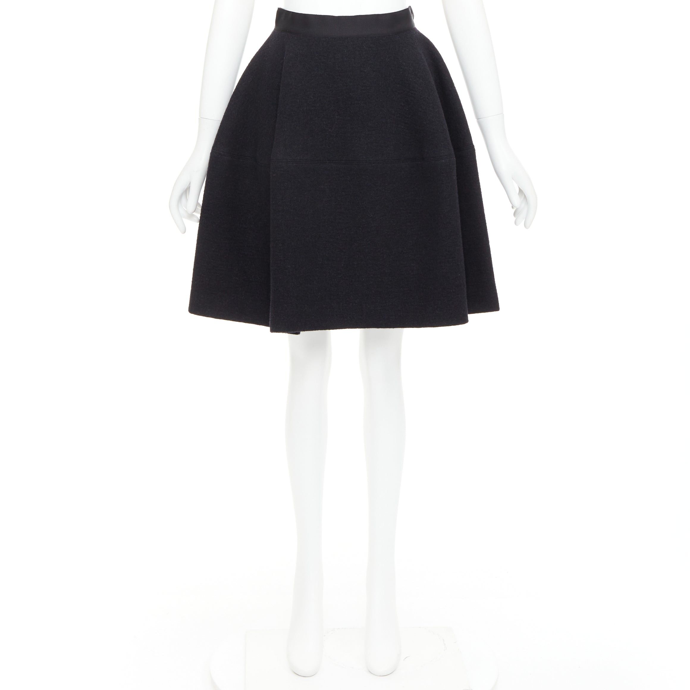 Lanvin LANVIN grey wool blend black waistband constructed bell shaped skirt FR34 XS Size 26" / US 2 / IT 38 - 9 Thumbnail