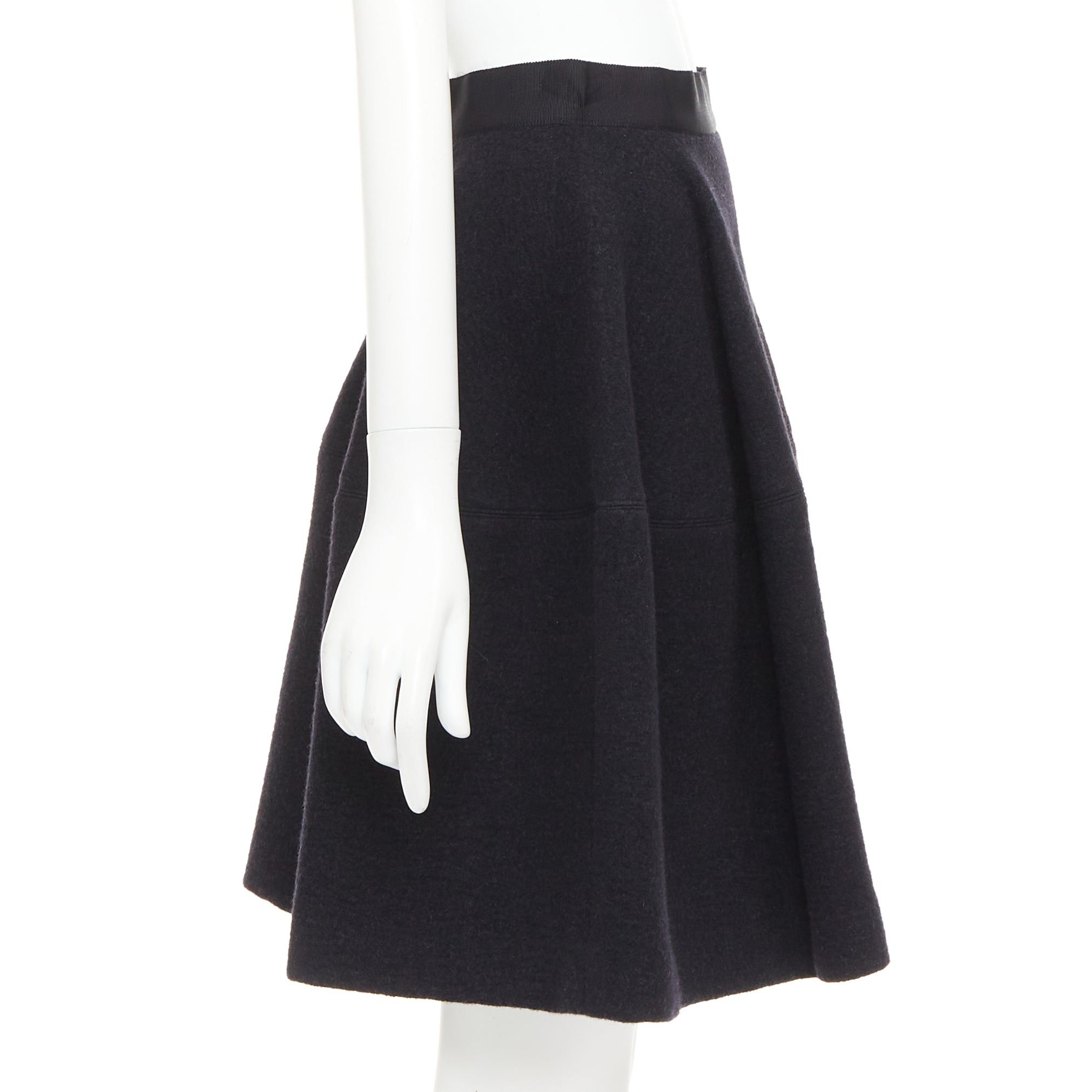 Lanvin LANVIN grey wool blend black waistband constructed bell shaped skirt FR34 XS Size 26" / US 2 / IT 38 - 4 Thumbnail