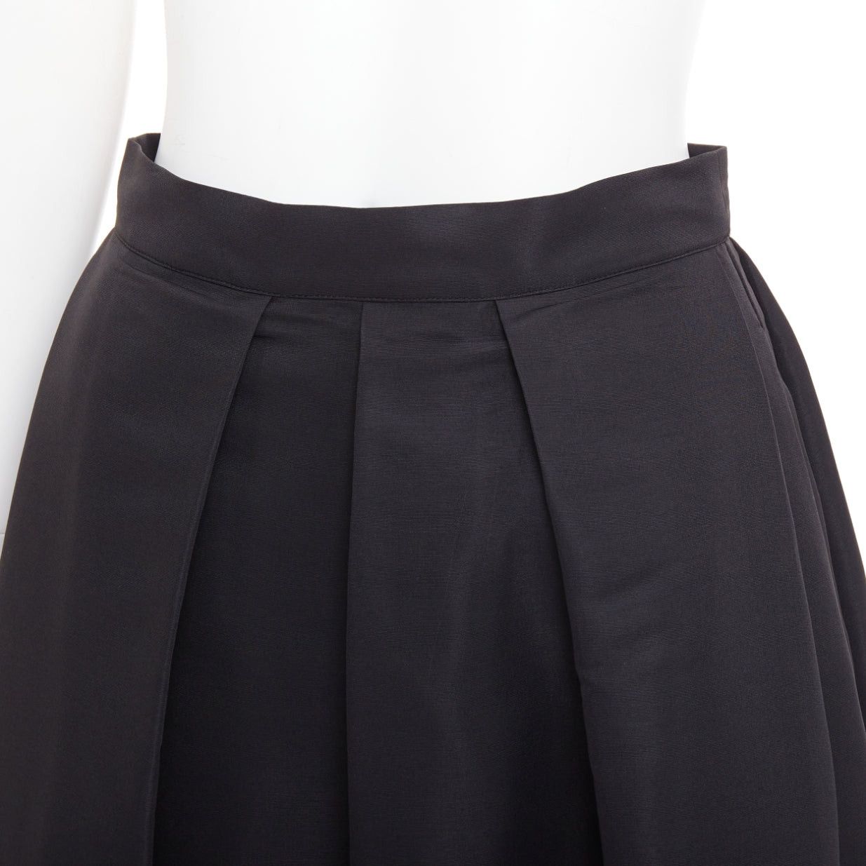 Sachin & Babi SACHIN AND BABI Leighton black satin crepe box pleat tea length flared skirt US2 S Size 27" / US 4 / IT 40 - 2 Thumbnail