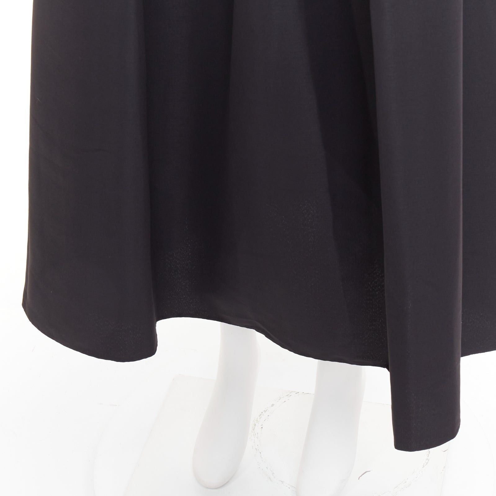 Sachin & Babi SACHIN AND BABI Leighton black satin crepe box pleat tea length flared skirt US2 S Size 27" / US 4 / IT 40 - 7 Thumbnail