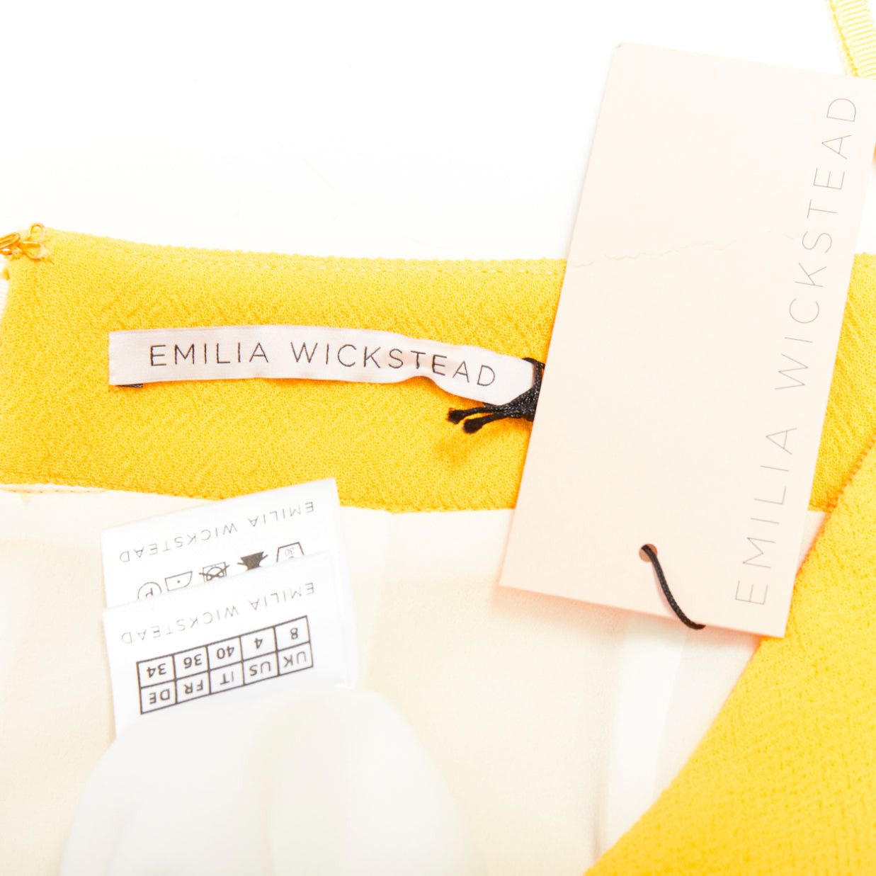 Emilia Wickstead EMILIA WICKSTEAD yellow double crepe high waisted darted pencil skirt UK8 S Size 27" / US 4 / IT 40 - 8 Thumbnail