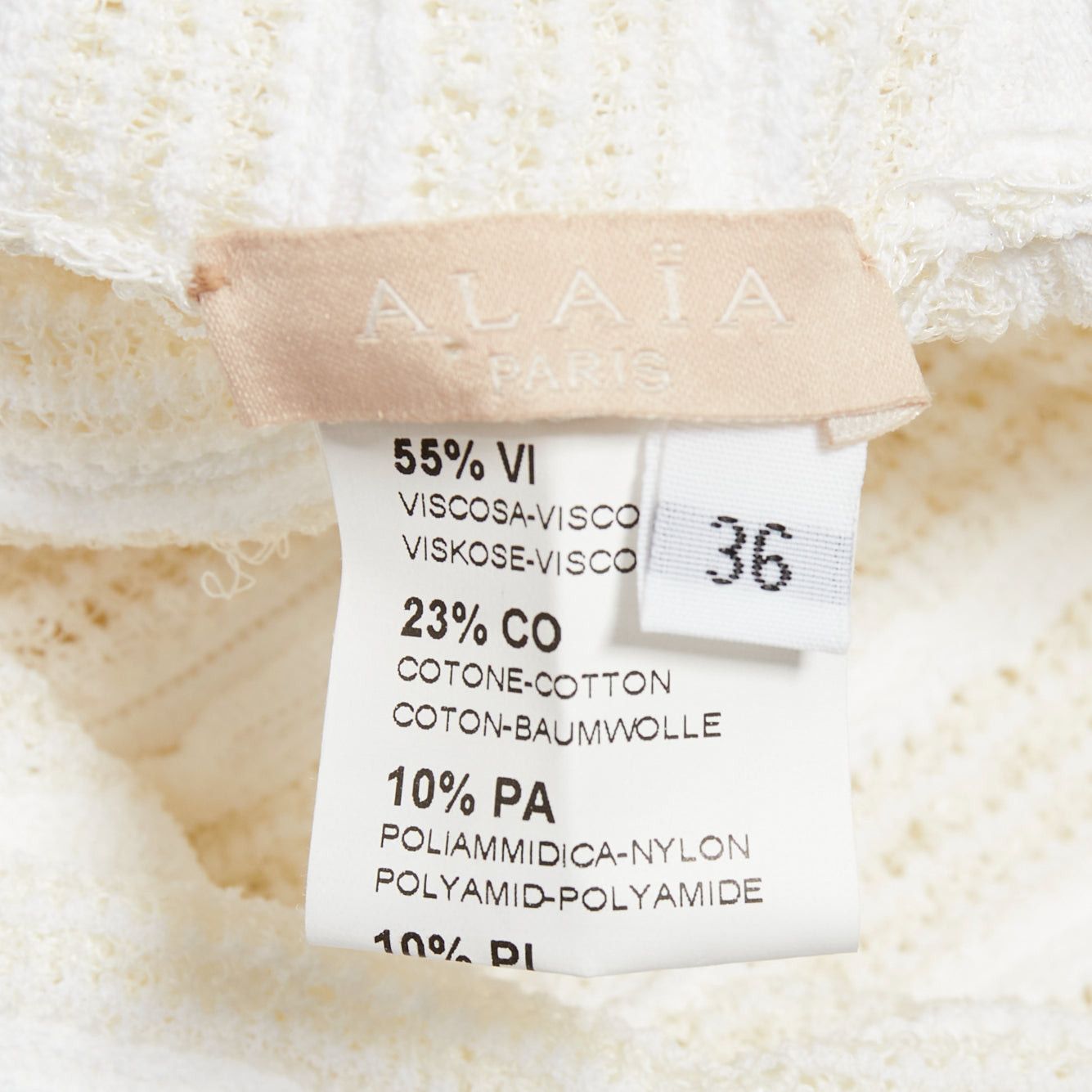 Alaia ALAIA ivory viscose blend tiered horizontal knit fit flared skirt FR36 S Size 27" / US 4 / IT 40 - 9 Thumbnail